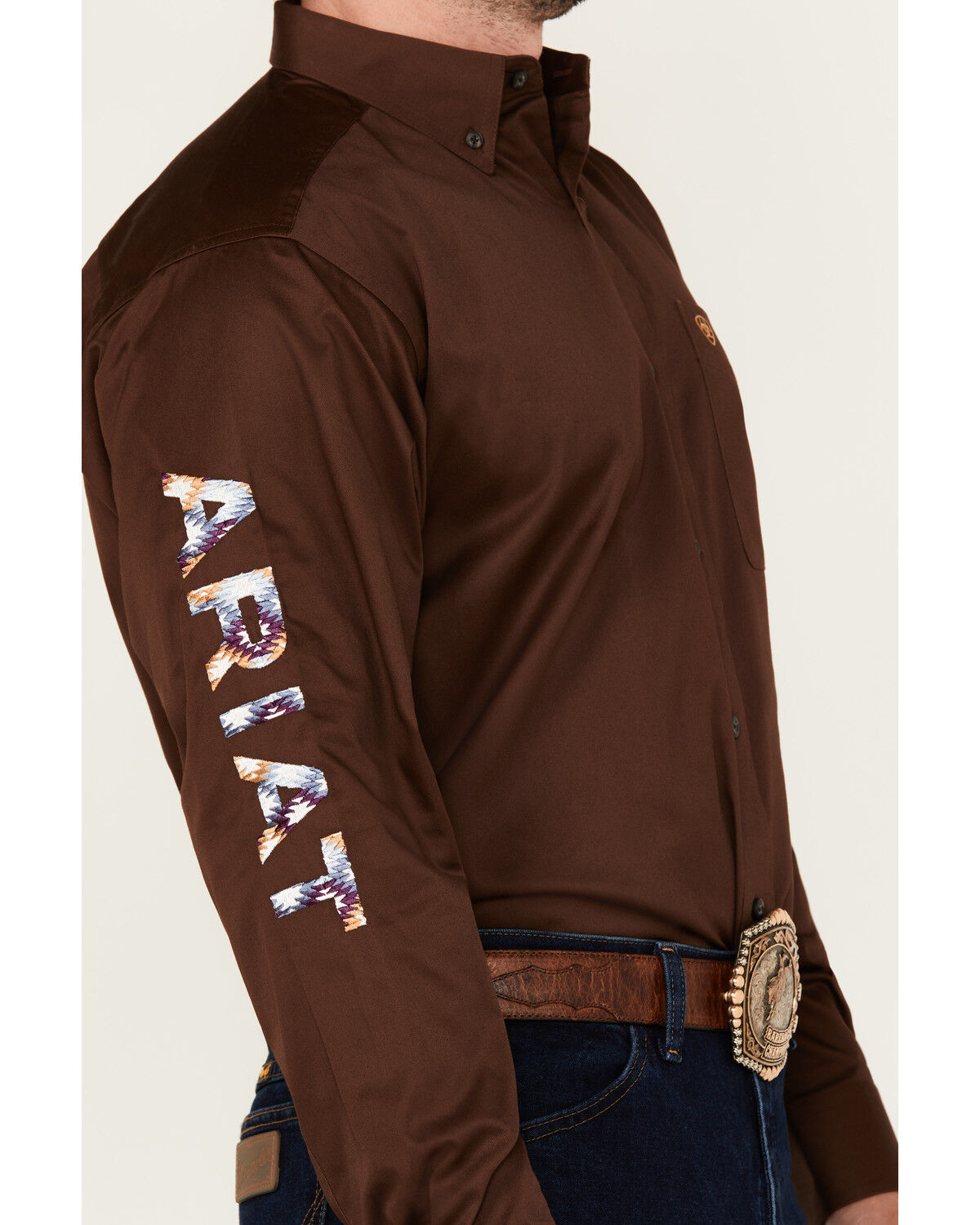Ariat Men's Team Logo Solid Long Sleeve Button-Down Western Shirt