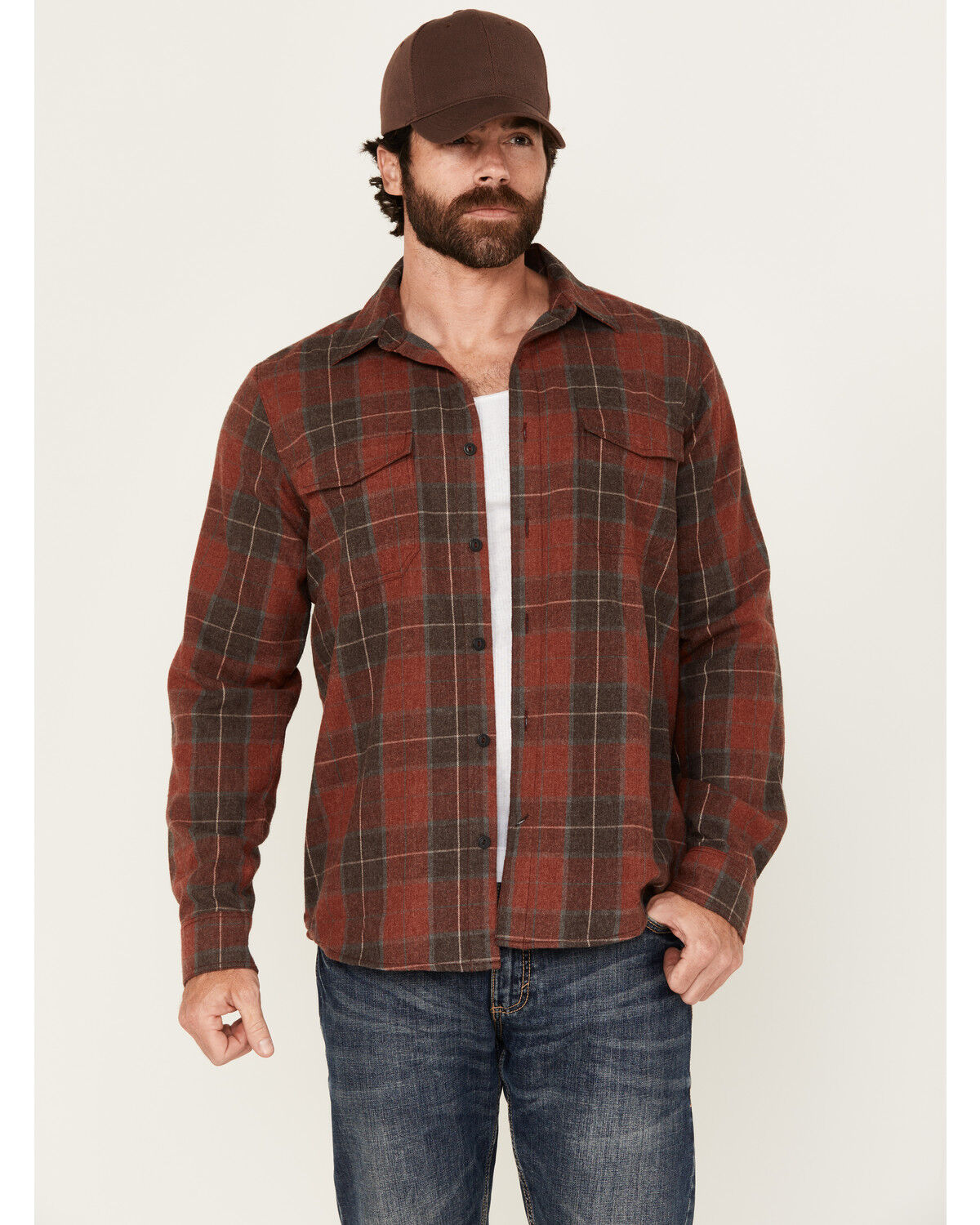 Brothers and Sons Men's Bronson Plaid Print Long Sleeve Button-Down Flannel Shirt