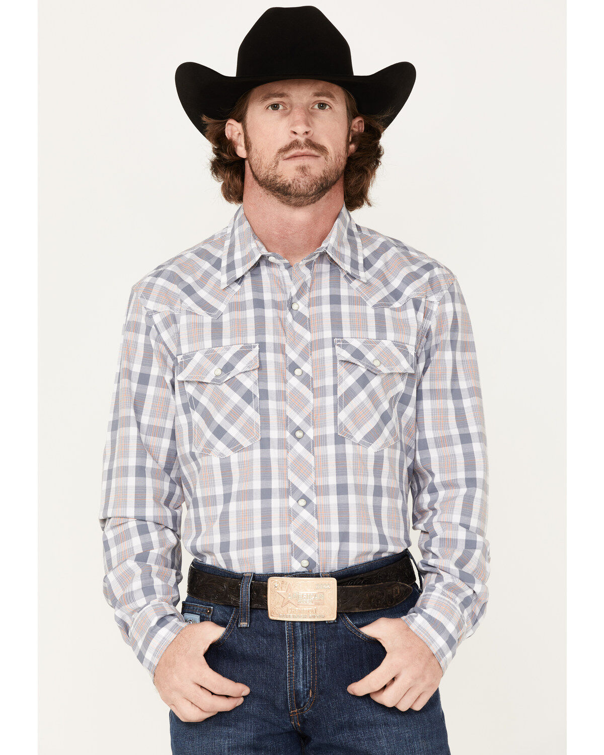 Wrangler 20X Men's Competition Advanced Comfort Small Plaid Print Long Sleeve Snap Shirt