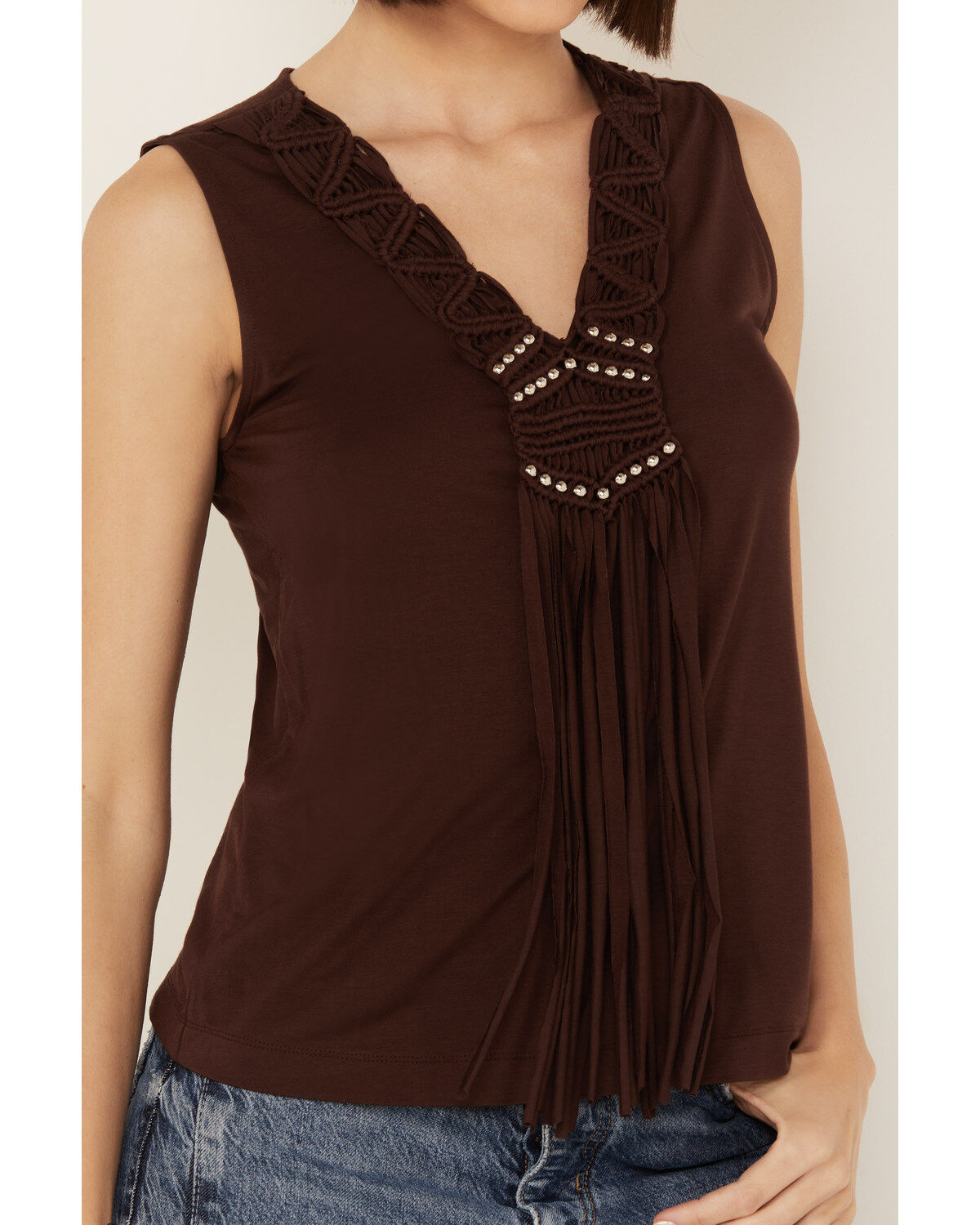 Shyanne Women's Beaded Crochet V Neck Tank