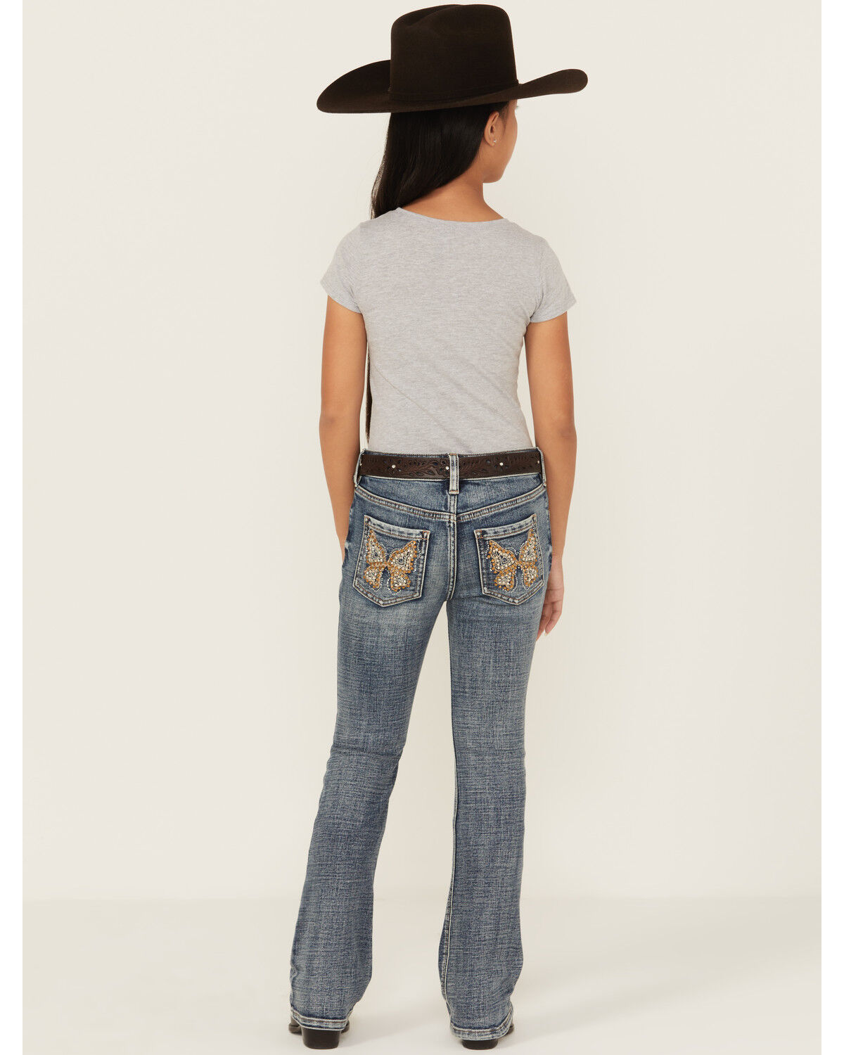 Shyanne Girls' Dawn Studded Pocket Bootcut Stretch Denim Jeans