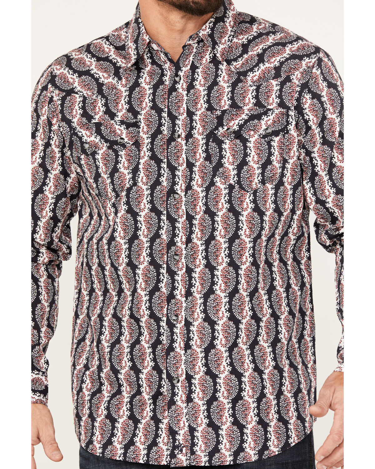 Moonshine Spirit Men's Paisley Print Long Sleeve Western Snap Shirt