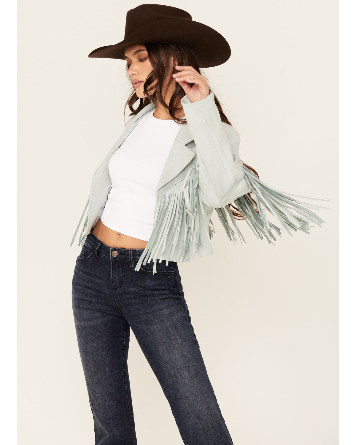 Saints & Hearts Women's Faux Suede Fringe Jacket