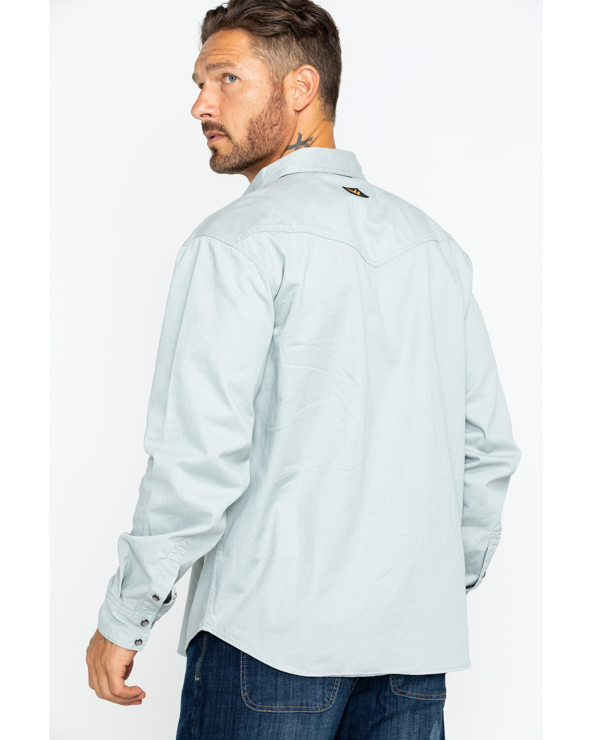 Hawx Men's Solid Twill Pearl Snap Long Sleeve Work Shirt