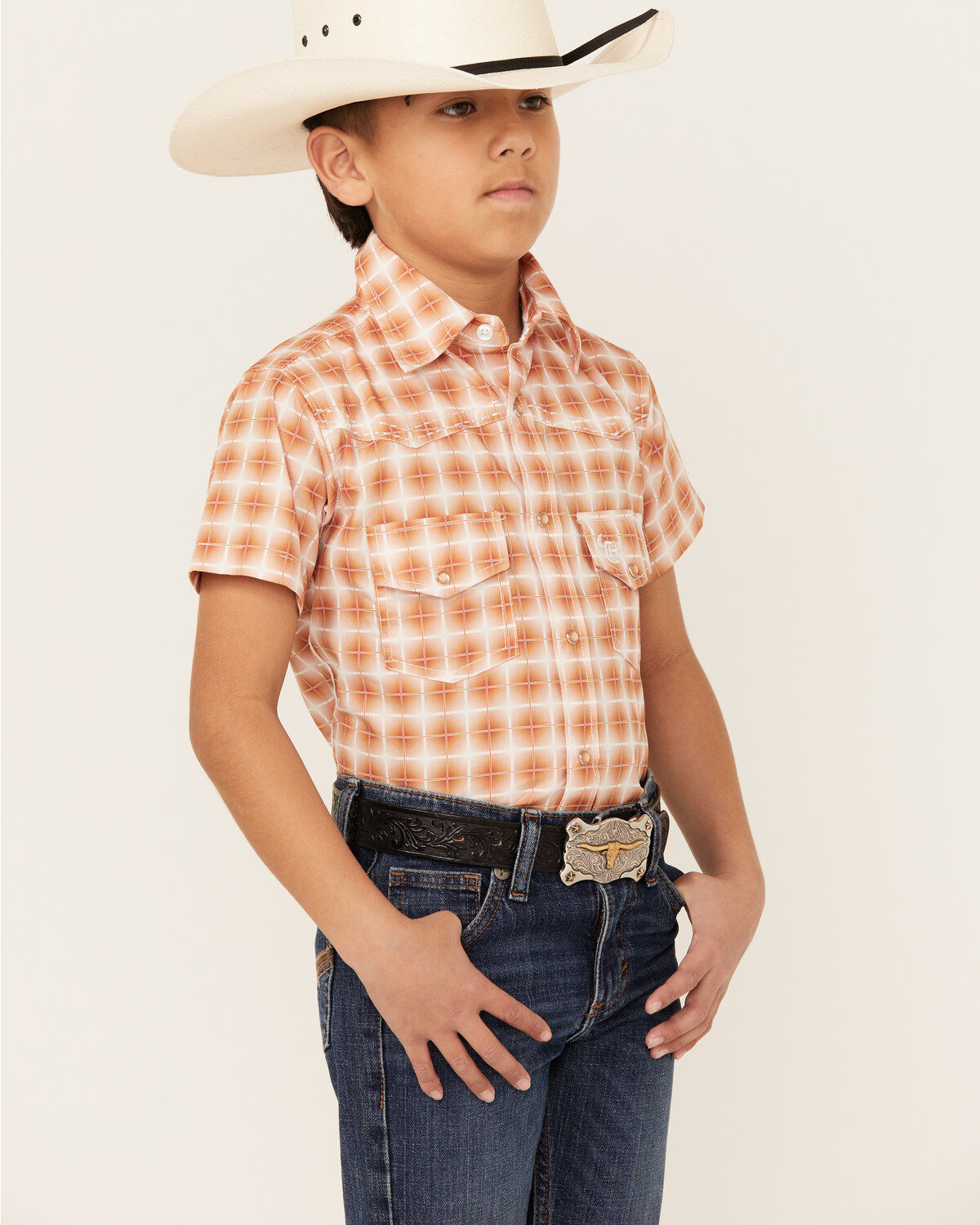 Cowboy Hardware Boys' Gradient Square Short Sleeve Snap Western Shirt