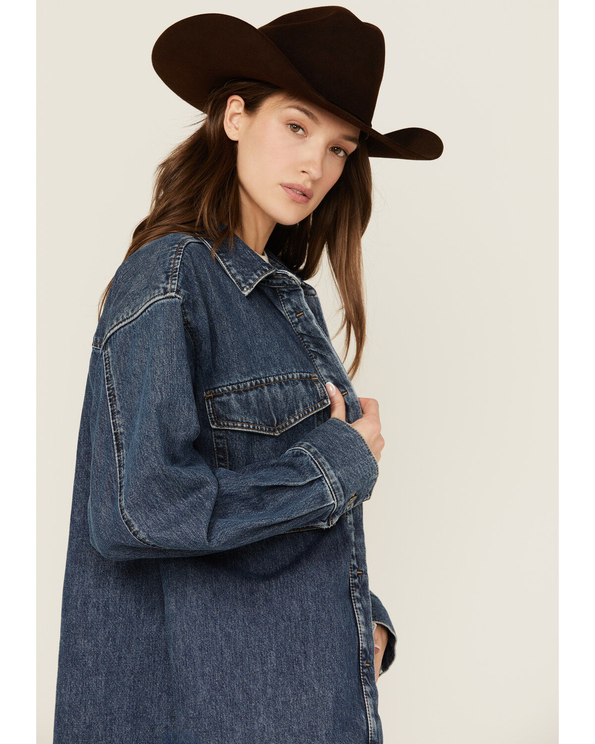 Ariat Women's Long Sleeve Button-Down Denim Shacket