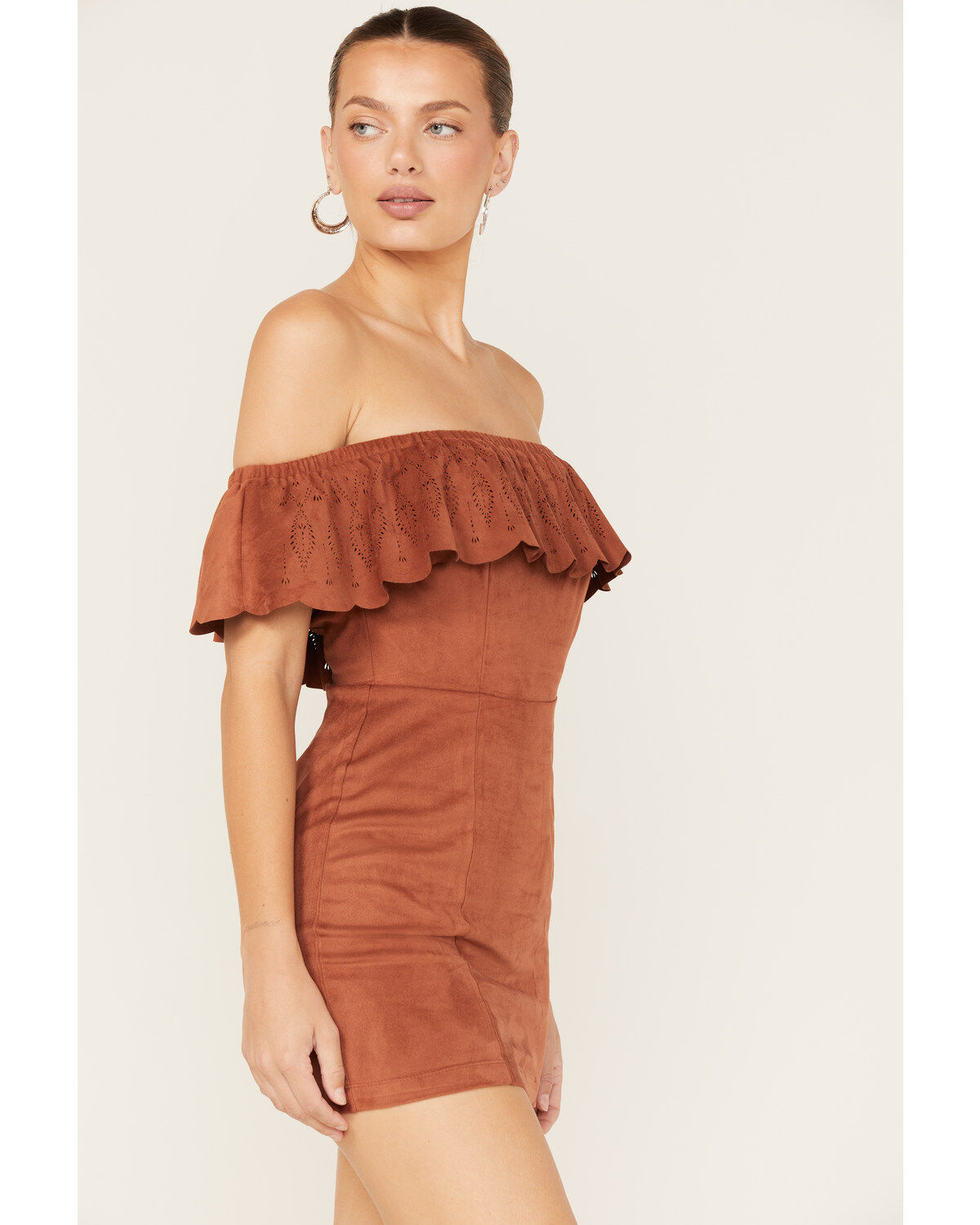 Shyanne Women's Off Shoulder Faux Suede Mini Dress