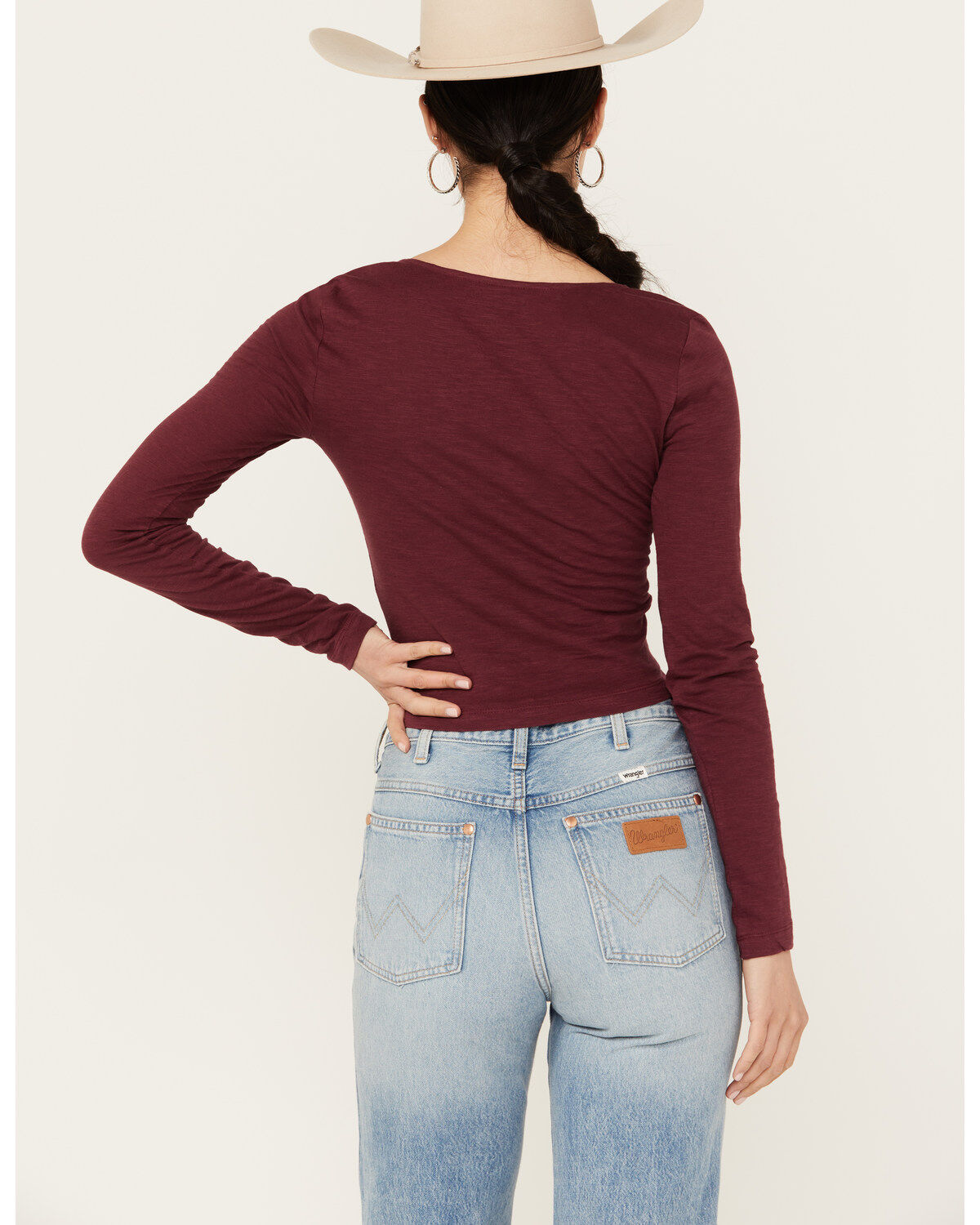 Shyanne Women's Long Sleeve Cutwork Front Tie Top