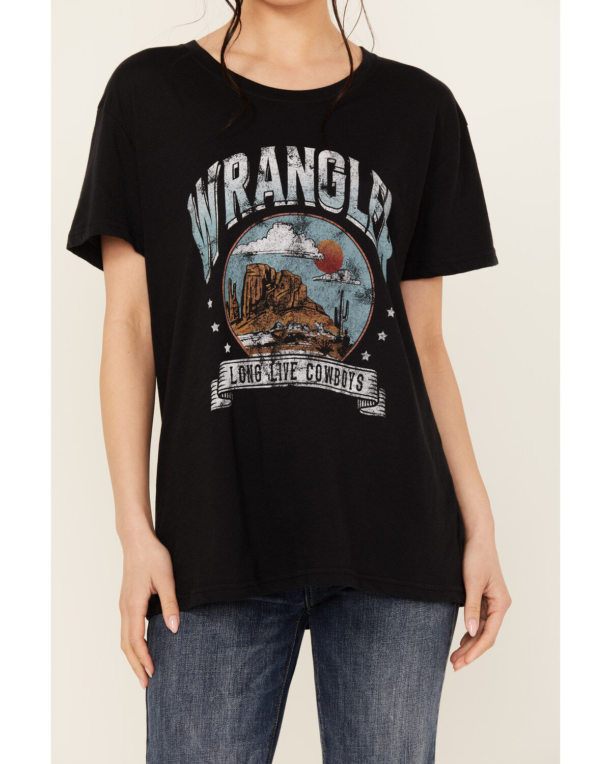 Wrangler Retro Women's Long Live Cowboys Short Sleeve Boyfriend Graphic Tee