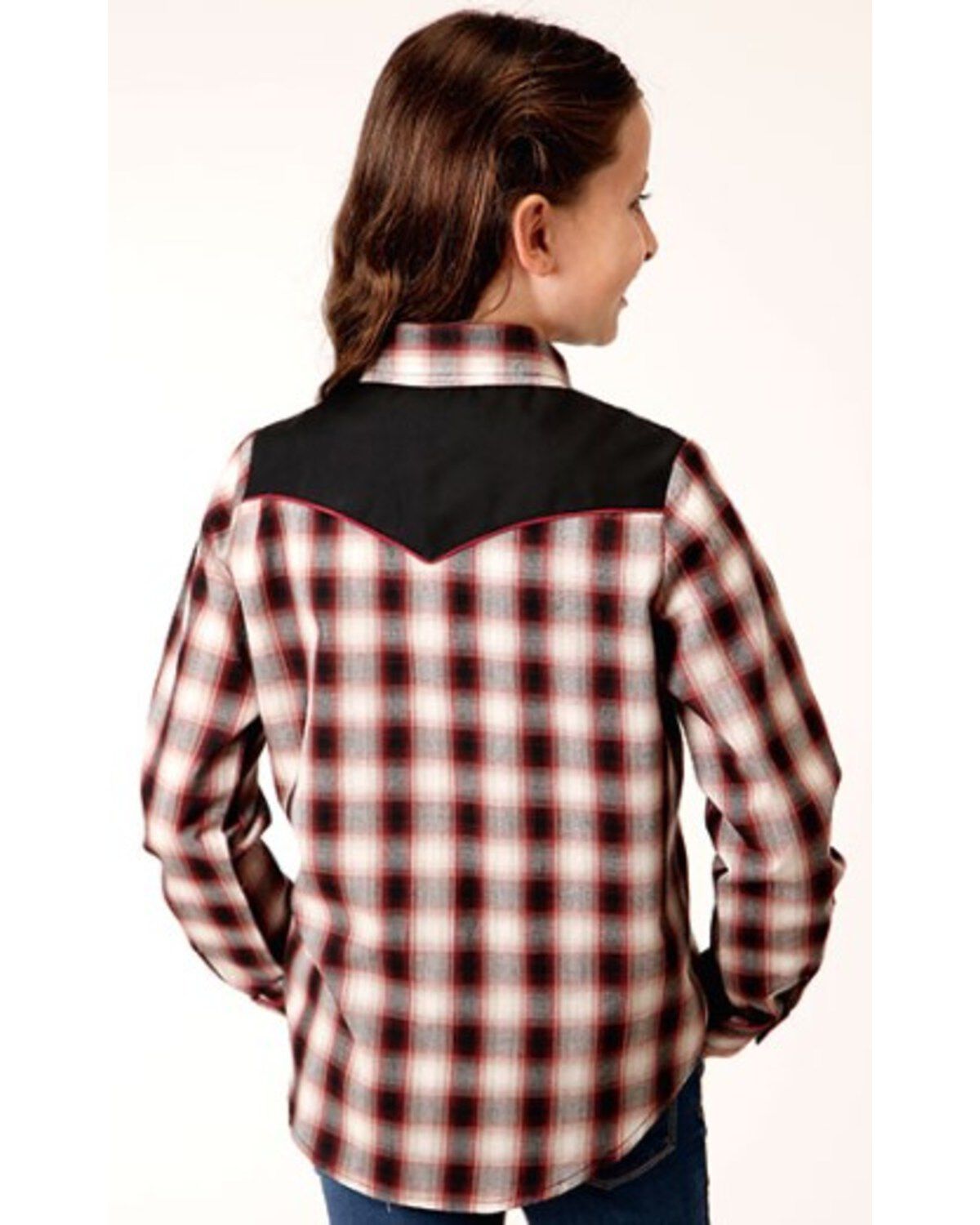 Roper Girls' Plaid Print Long Sleeve Snap Western Shirt