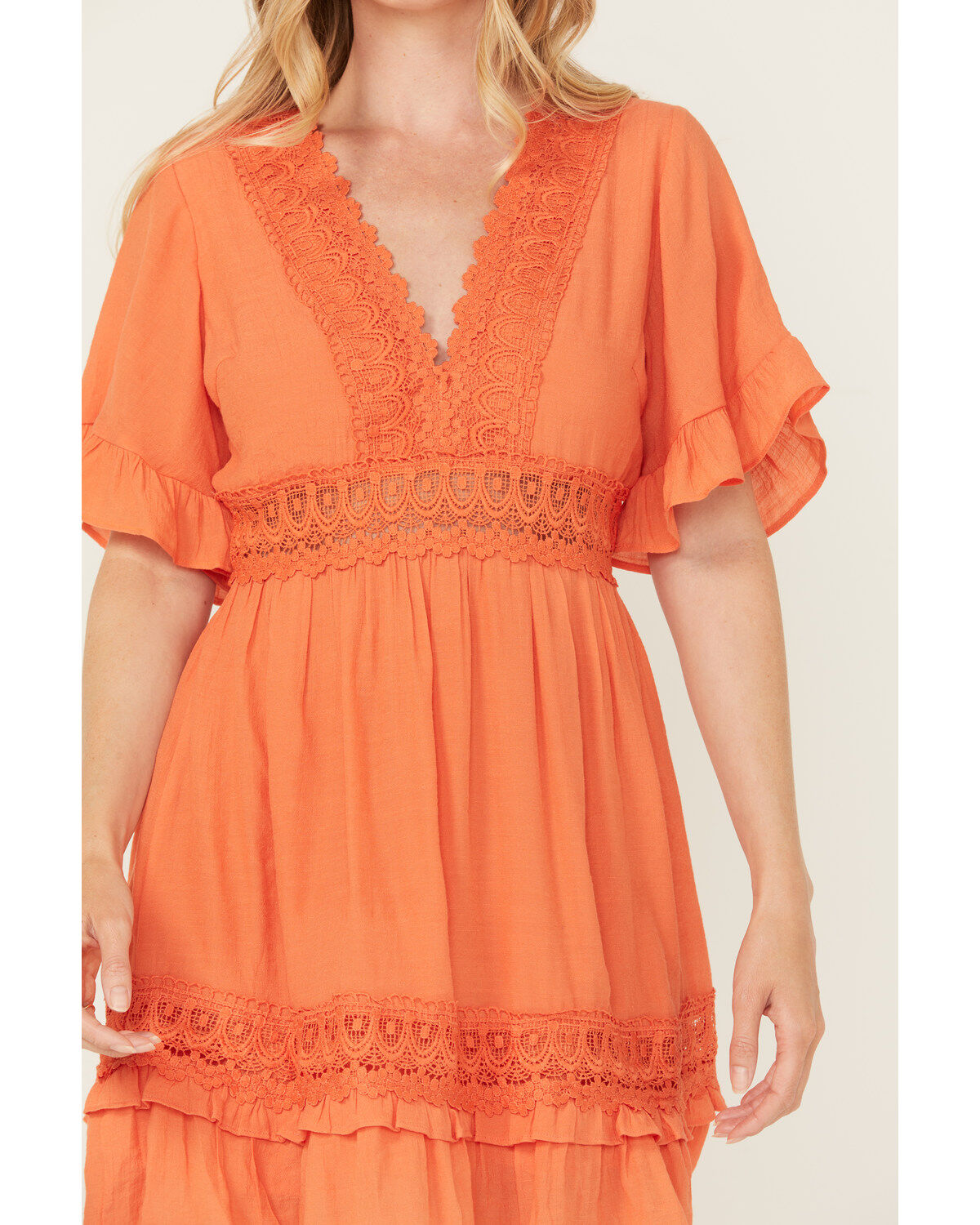 Wishlist Women's Solid Lace Trim Mini Dress