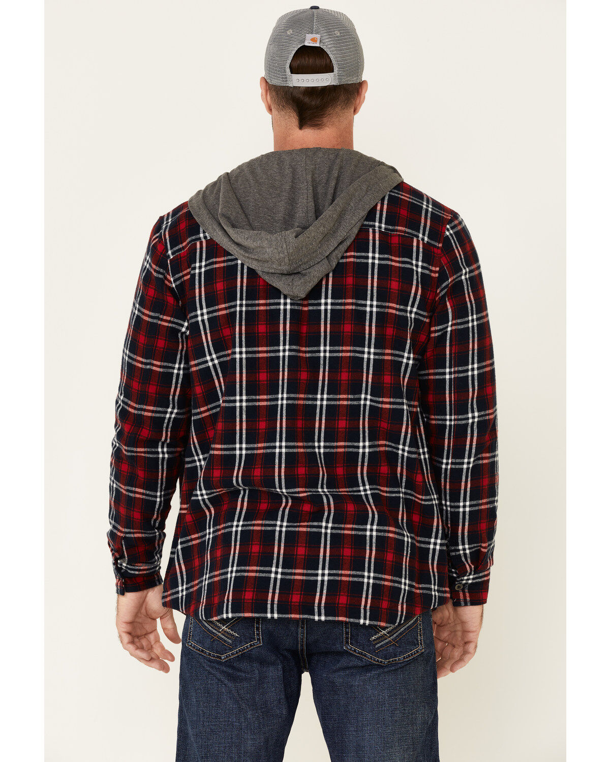 Flag & Anthem Men's Holloway Large Plaid Print Hooded Shirt Jacket