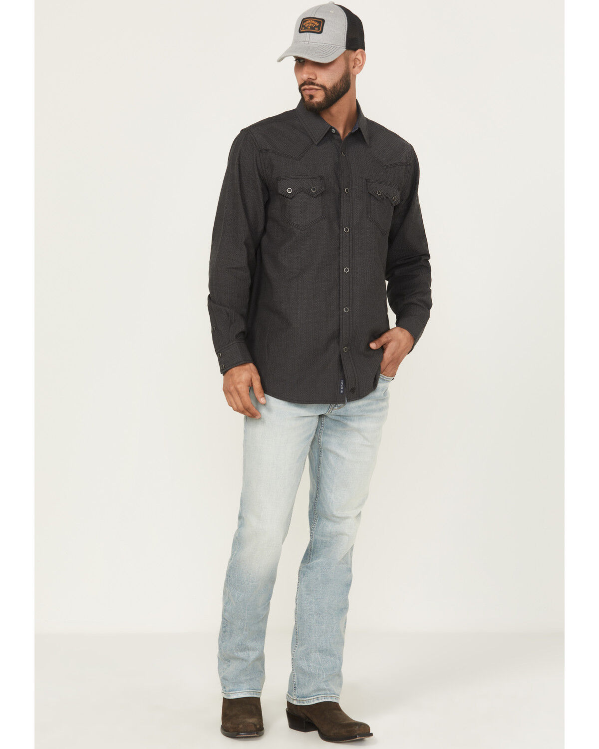 Moonshine Spirit Men's Gotham Light Wash Slim Straight Stretch Denim Jeans