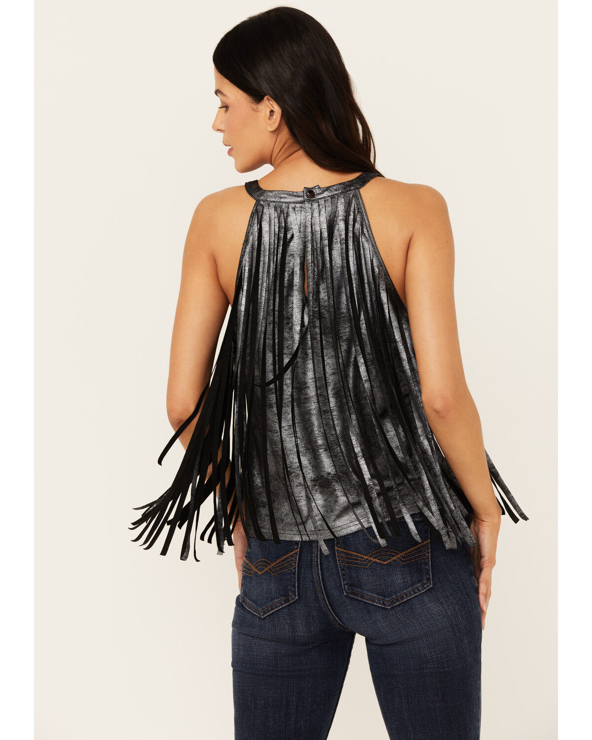 Idyllwind Women's Prescott Foiled Faux Suede Fringe Tank