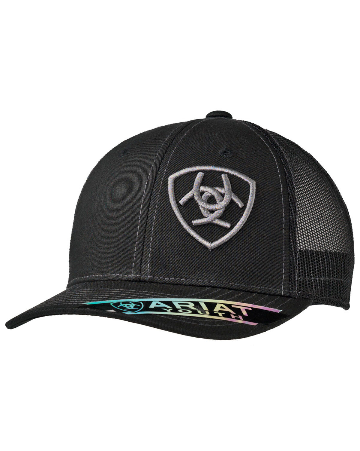 Ariat Boys' Black Logo Offset Mesh Ball Cap