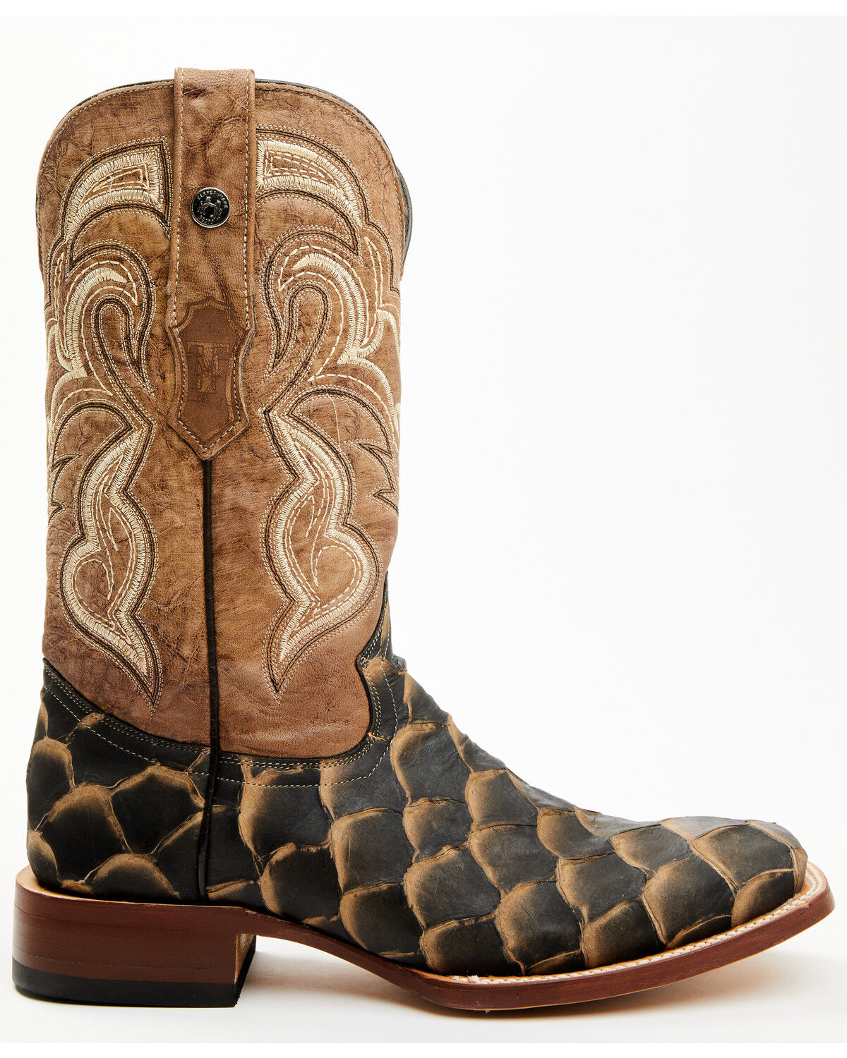 Tanner Mark Men's Monster Fish Print Western Boots - Broad Square Toe
