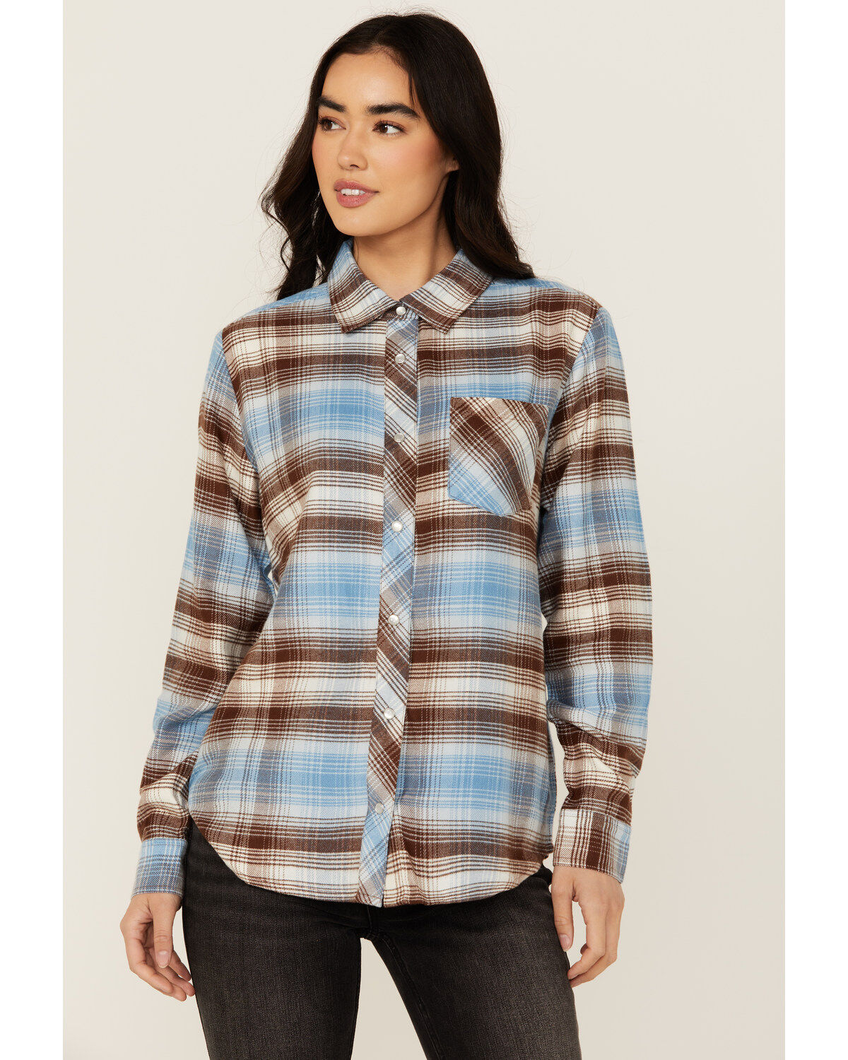 Idyllwind Women's Lane Plaid Print Long Sleeve Snap Flannel Shirt