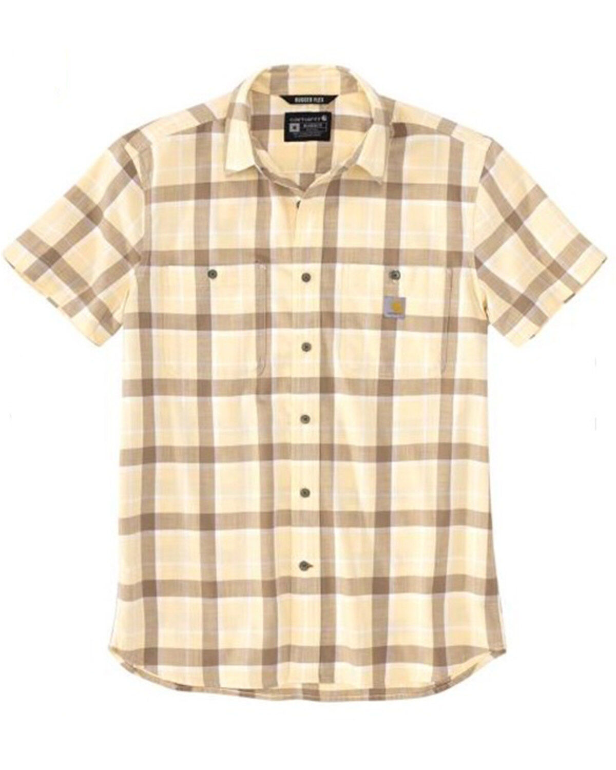 Carhartt Men's Rugged Flex Relaxed Fit Lightweight Plaid Print Short Sleeve Button-Down Stretch Work Shirt