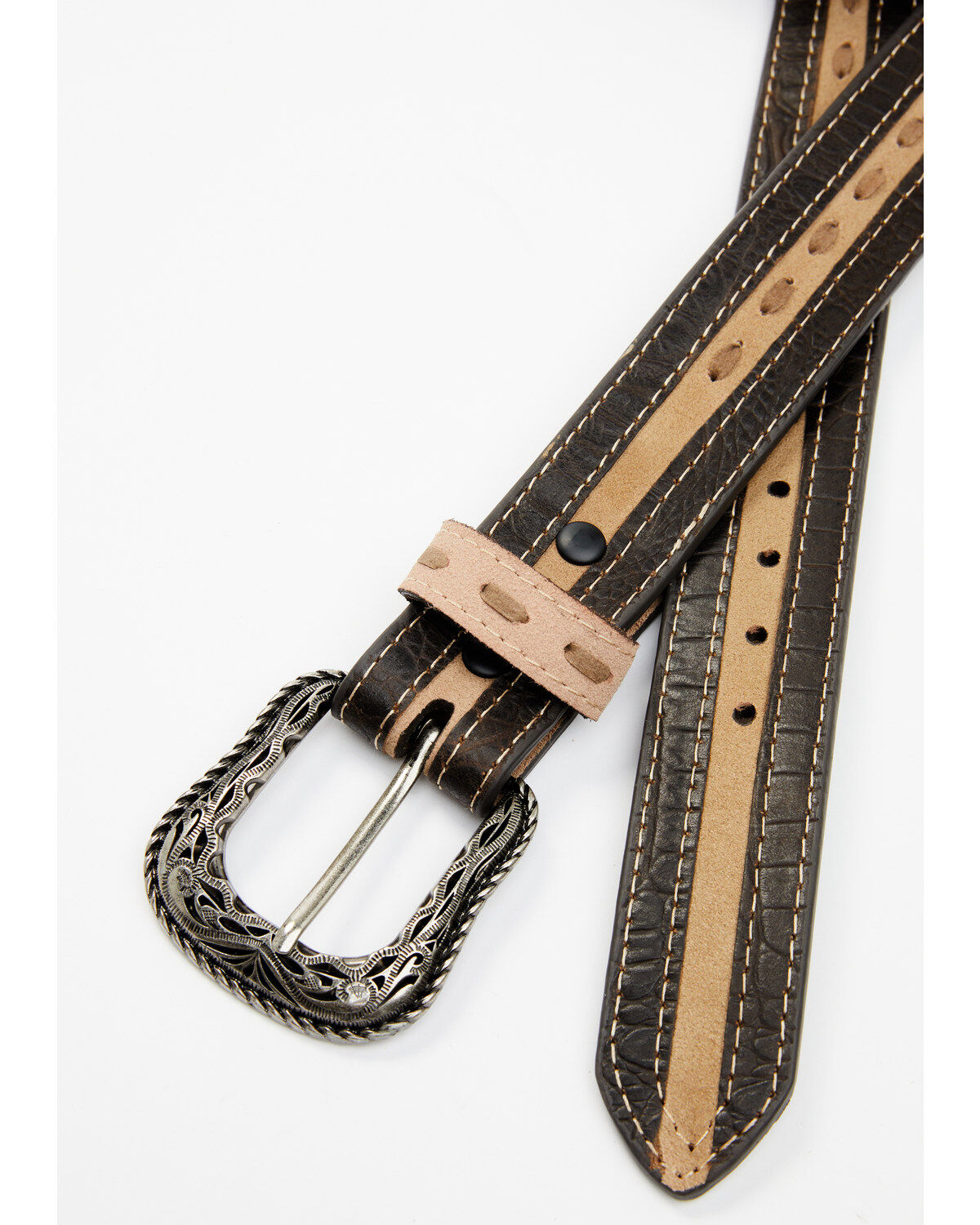 G-Bar-D Men's Overlay Roughout Striped Belt