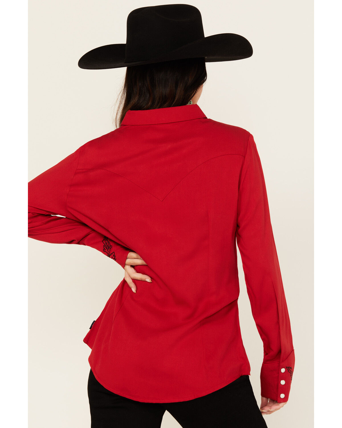 Wrangler Women's Floral Embroidered Long Sleeve Snap Western Shirt