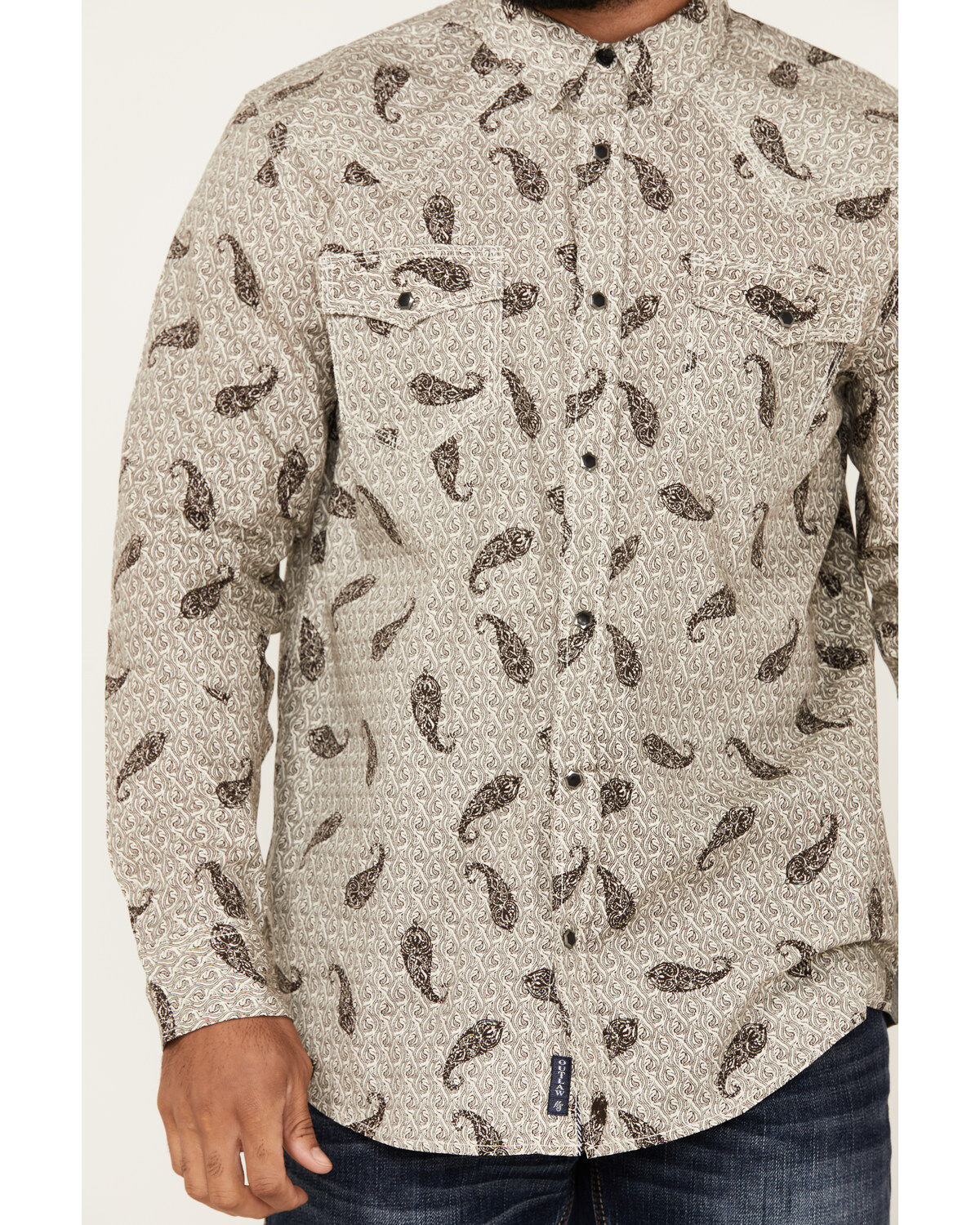 Moonshine Spirit Men's Tattoo Paisley Print Long Sleeve Snap Western Shirt