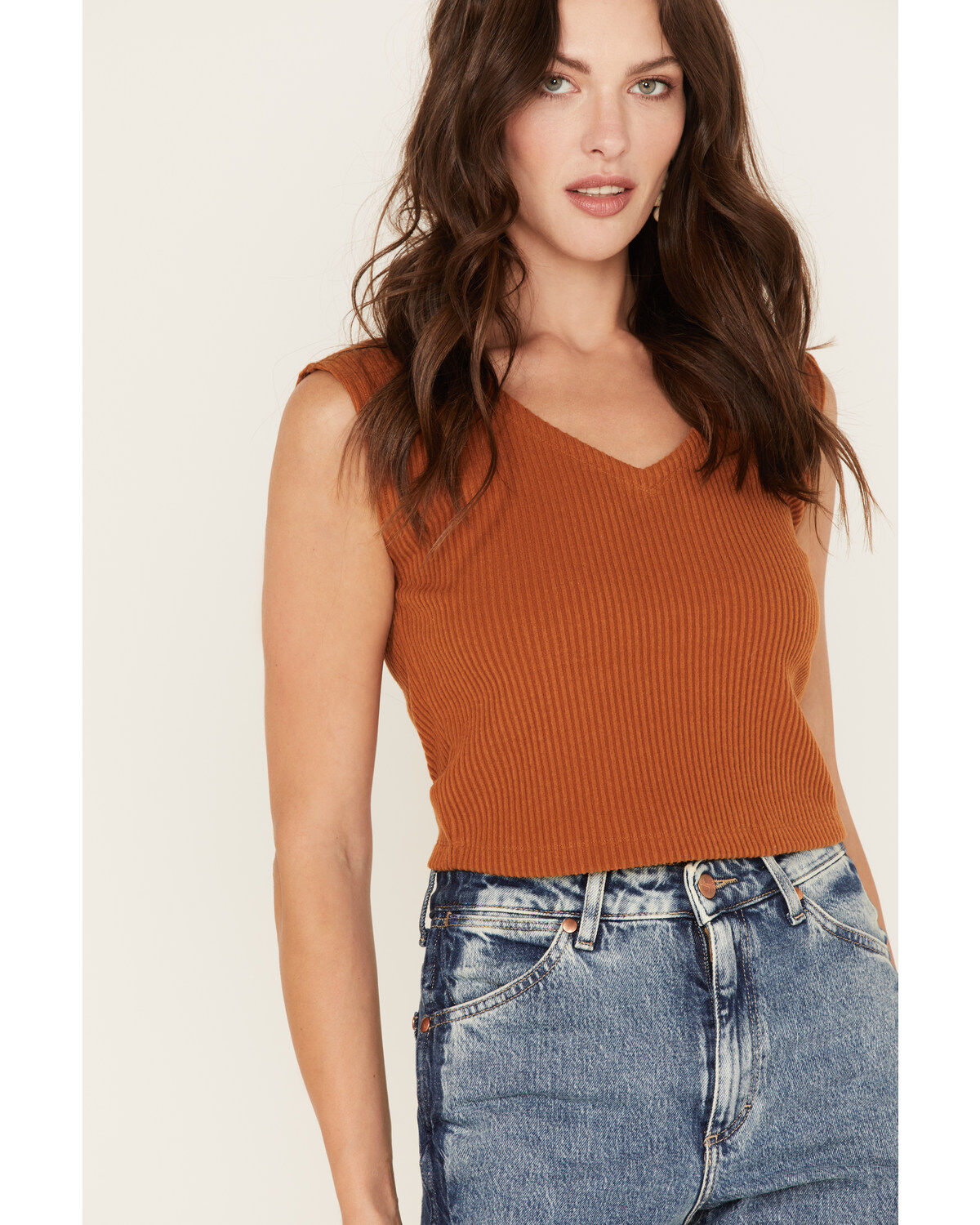 Cleo + Wolf Women's Ribbed V-Neck Tank