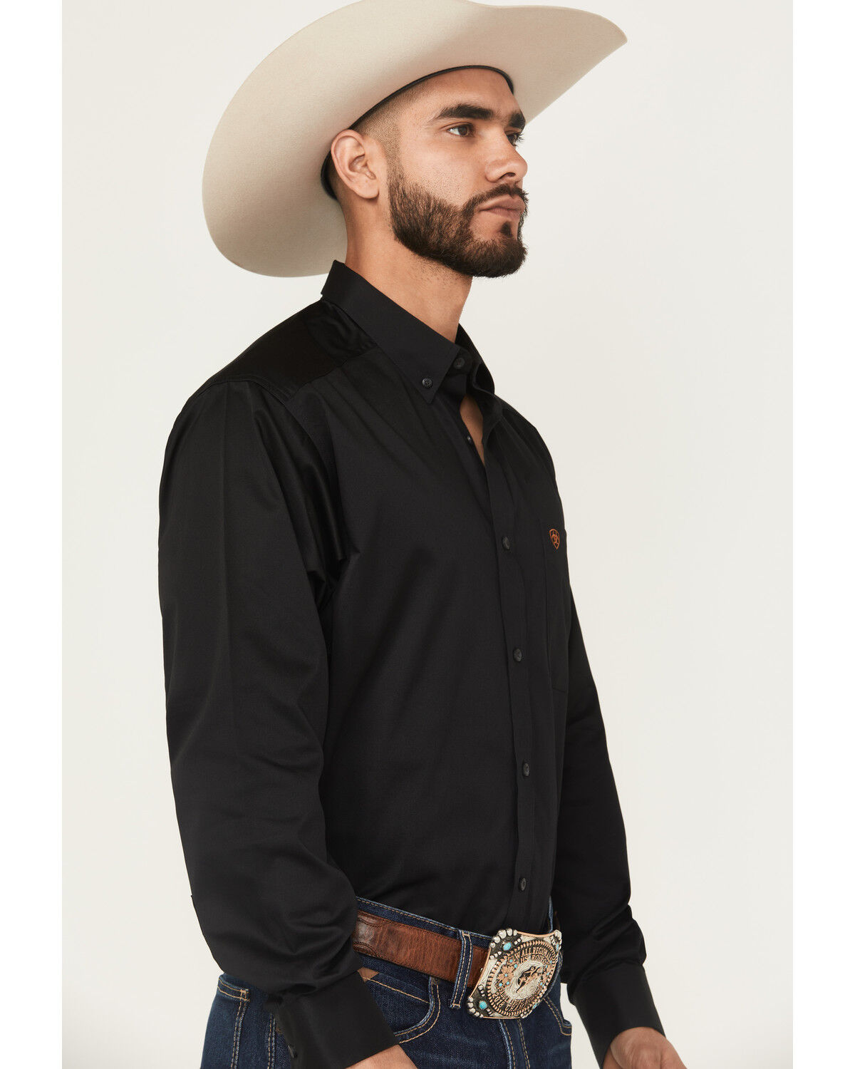 Ariat Men's Solid Twill Long Sleeve Button Down Western Shirt - Big