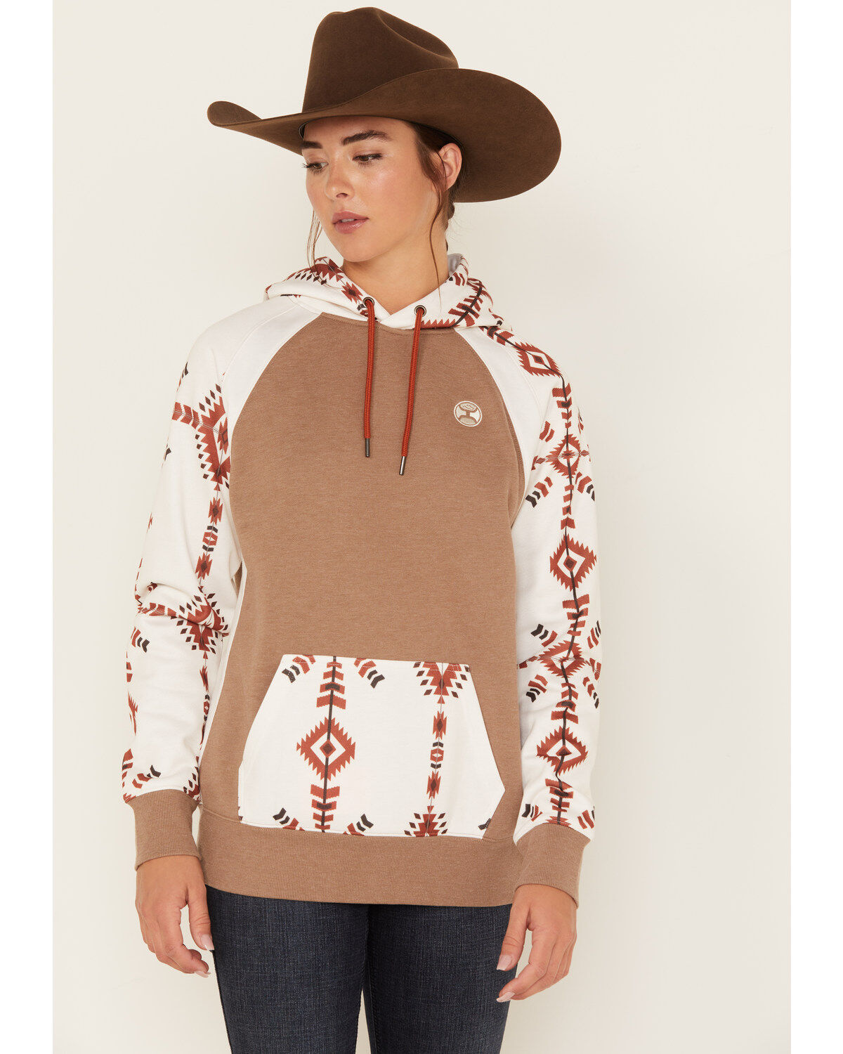 Hooey Women's Boot Barn Exclusive Southwestern Print Contrast Hoodie