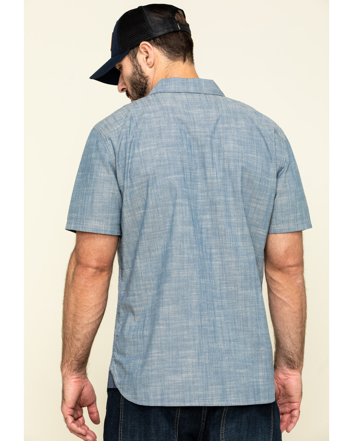 Hawx Men's Rancho Chambray Solid Short Sleeve Work Shirt - Tall