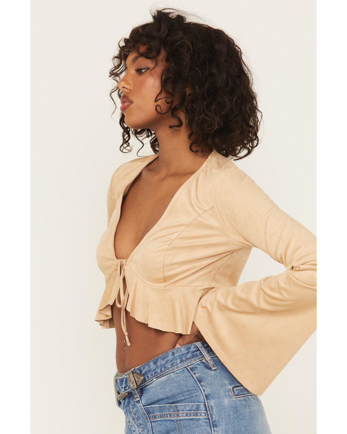 Shyanne Women's Bolero Faux Suede Long Sleeve Shirt