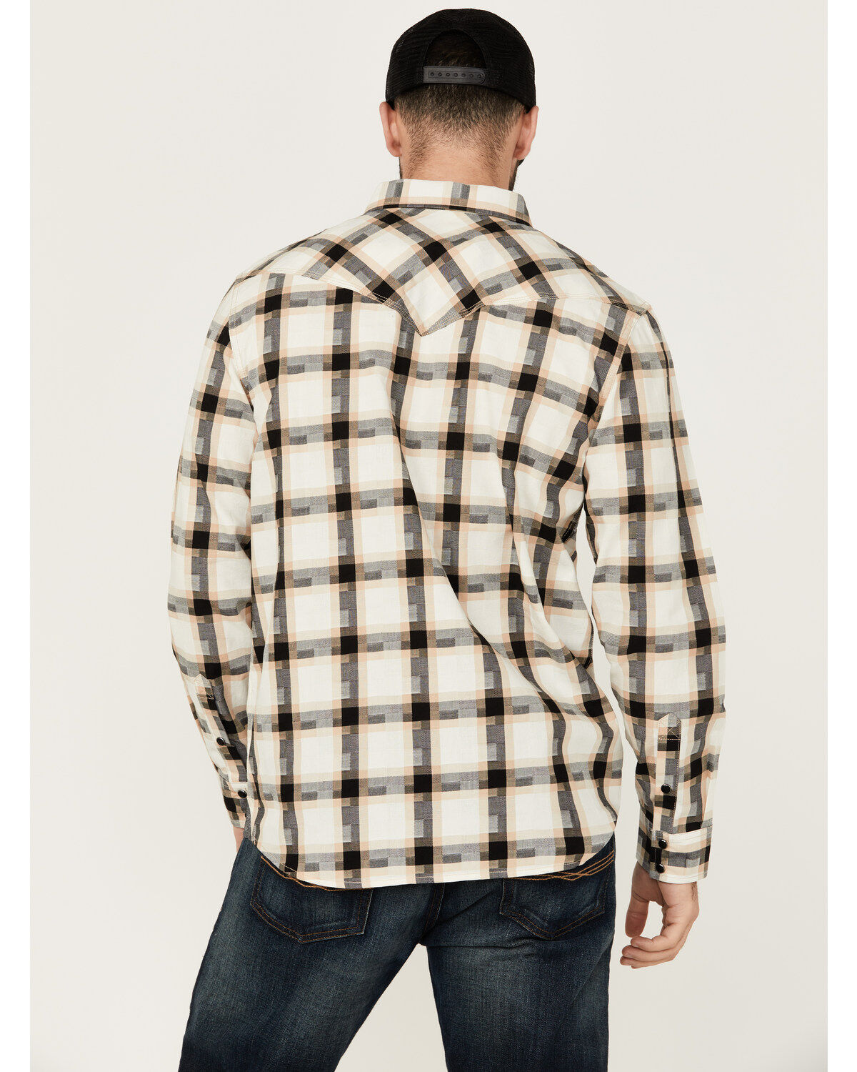 Moonshine Spirit Men's Crescendo Plaid Print Long Sleeve Snap Western Shirt