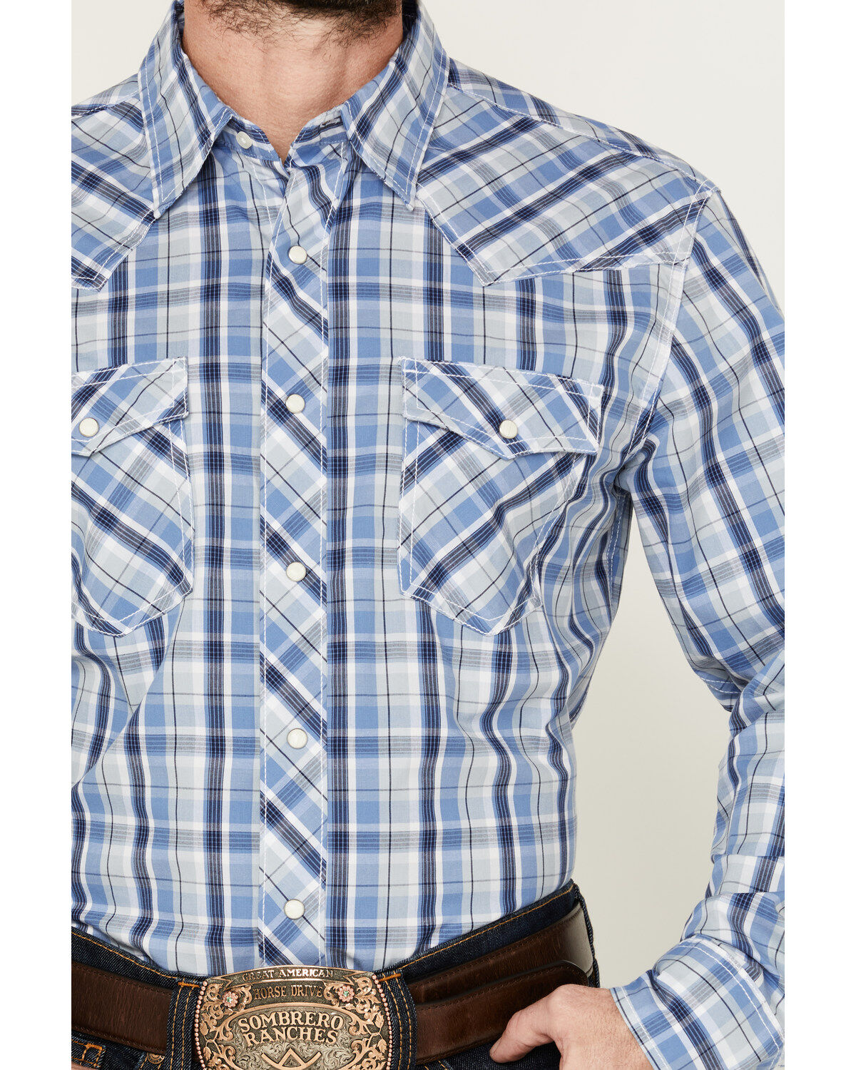 Wrangler 20X Men's Advanced Comfort Plaid Print Long Sleeve Snap Western Shirt