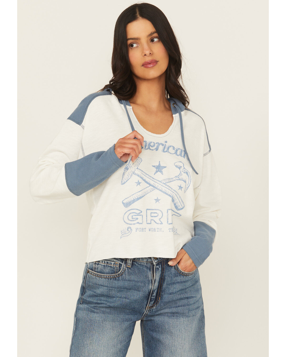 Cleo + Wolf Women's Emily American Blues Knit Hooded Shirt