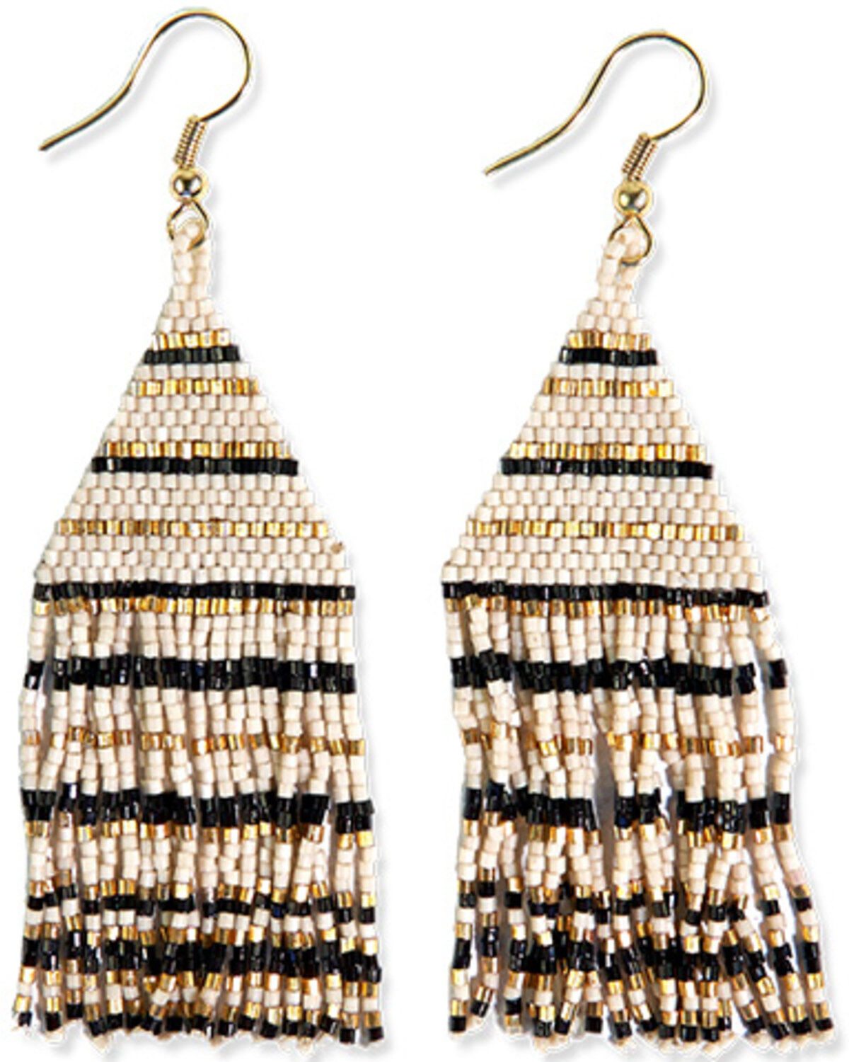 Ink + Alloy Women's Lexie Horizontal Stripe Beaded Fringe Earrings