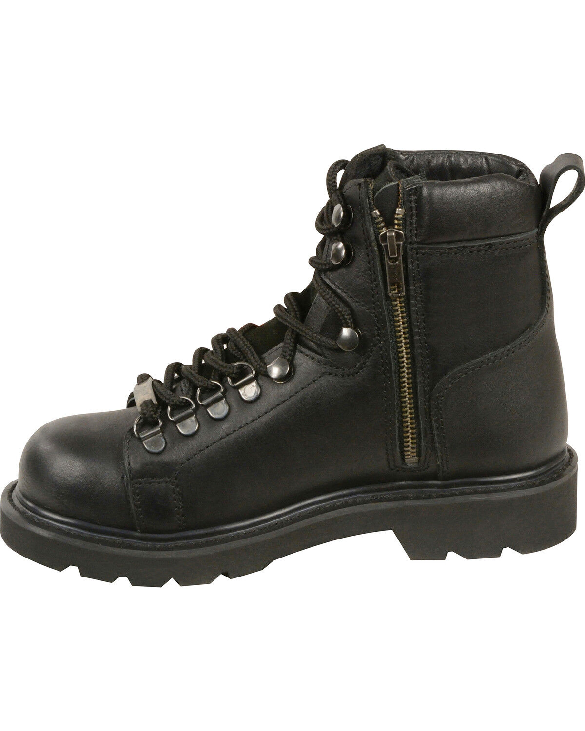 Milwaukee Leather Women's Black Lace To Toe Side Zipper Boots - Square Toe