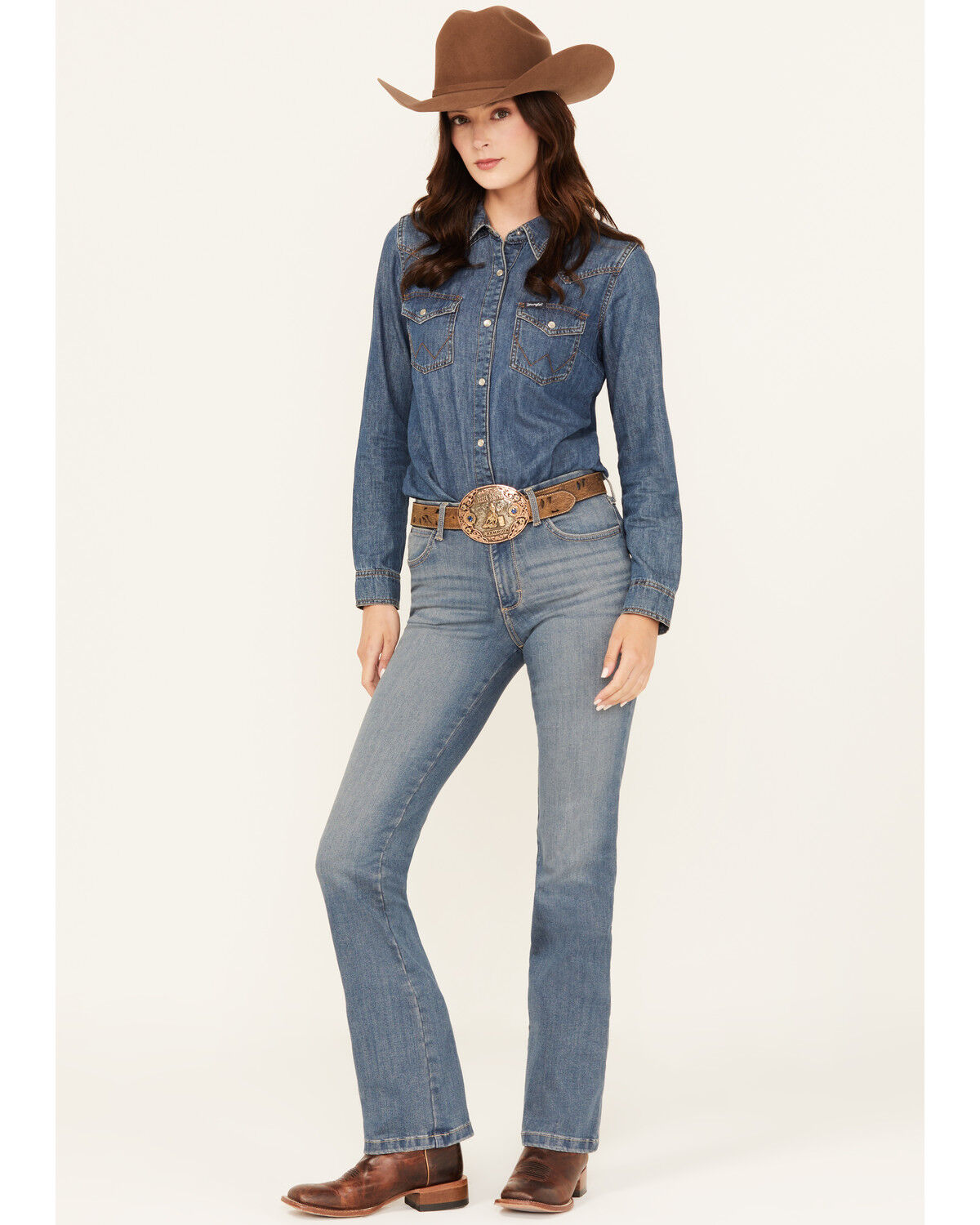 Wrangler Women's Ada Medium Wash High Rise Bootcut Stretch Denim Jeans