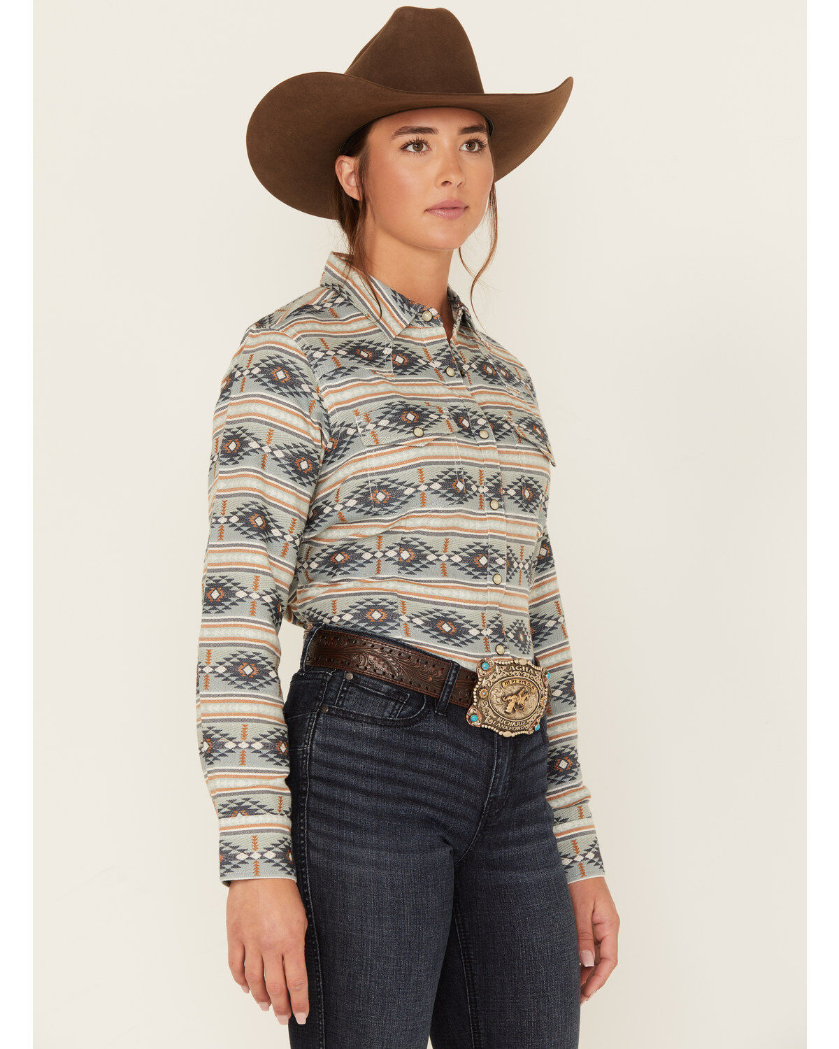 Ariat Women's R.E.A.L. Southwestern Stripe Print Long Sleeve Snap Creekside Western Shirt