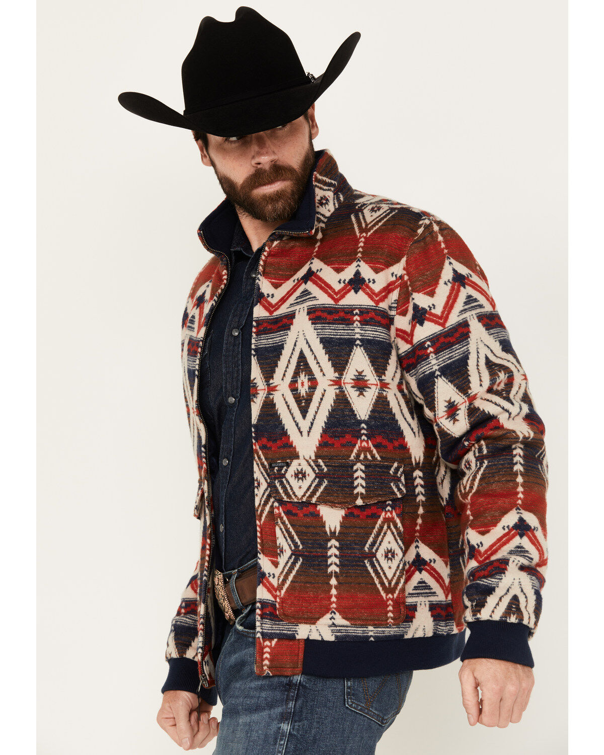 Rock & Roll Denim Men's Bomber Southwestern Zip Jacket