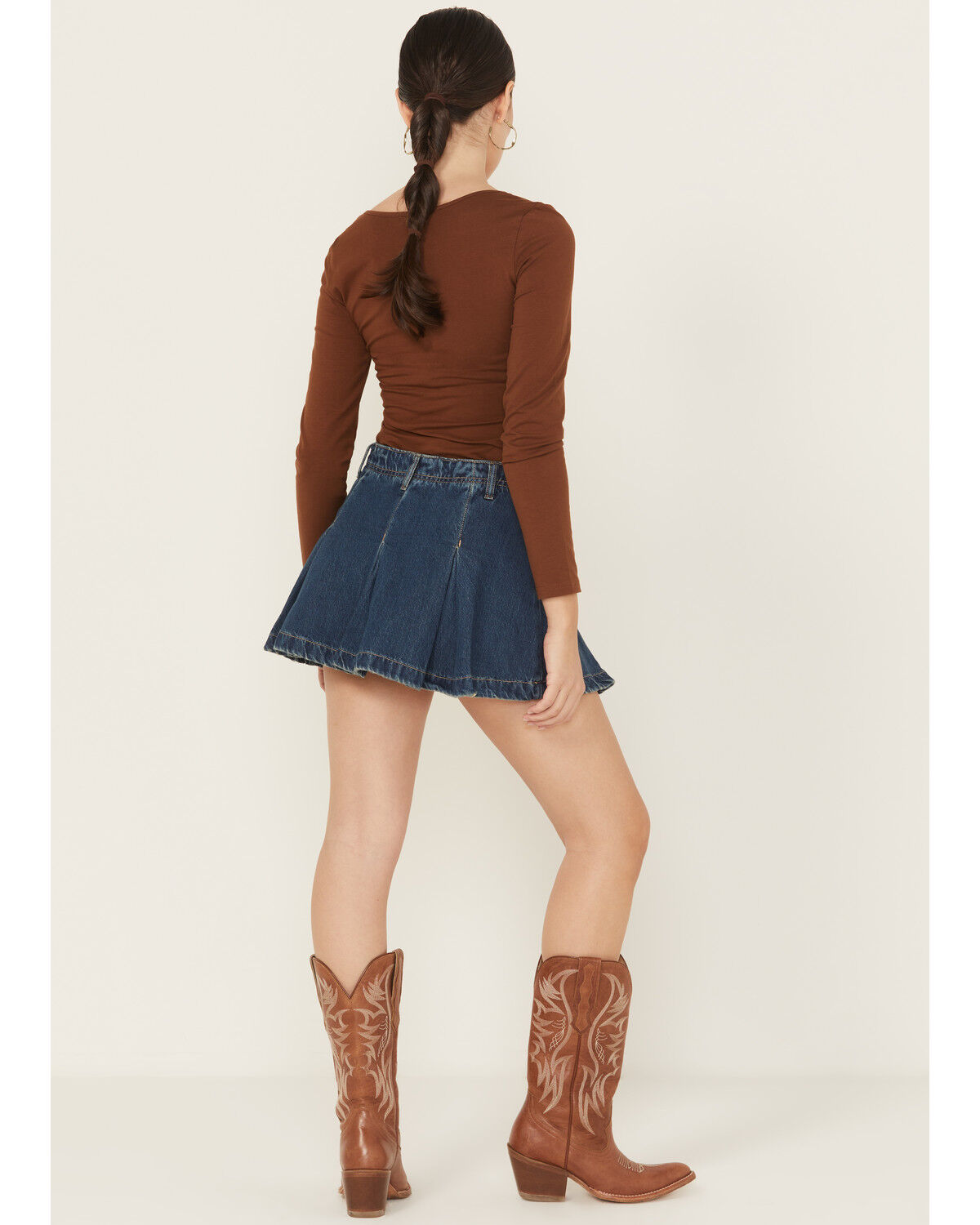 Free People Women's Madison Ave Dark Wash Mini Denim Skirt