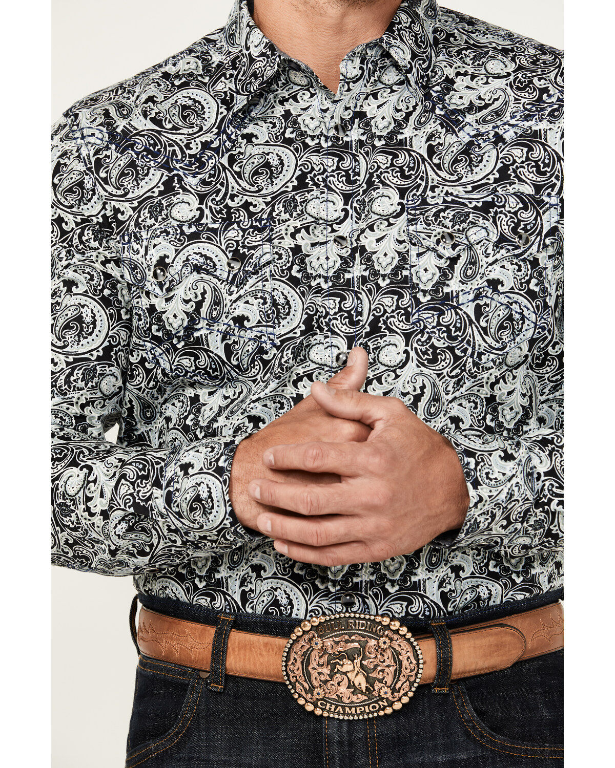 Cody James Men's Showdown Paisley Print Long Sleeve Snap Western Shirt