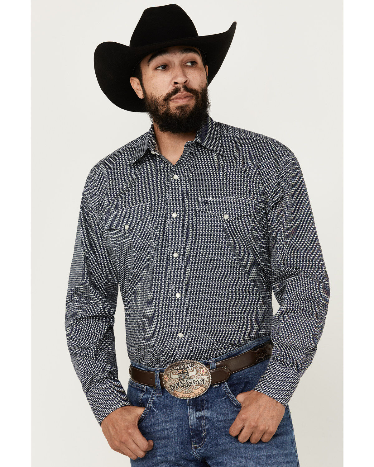 Stetson Men's Geo Print Long Sleeve Pearl Snap Western Shirt