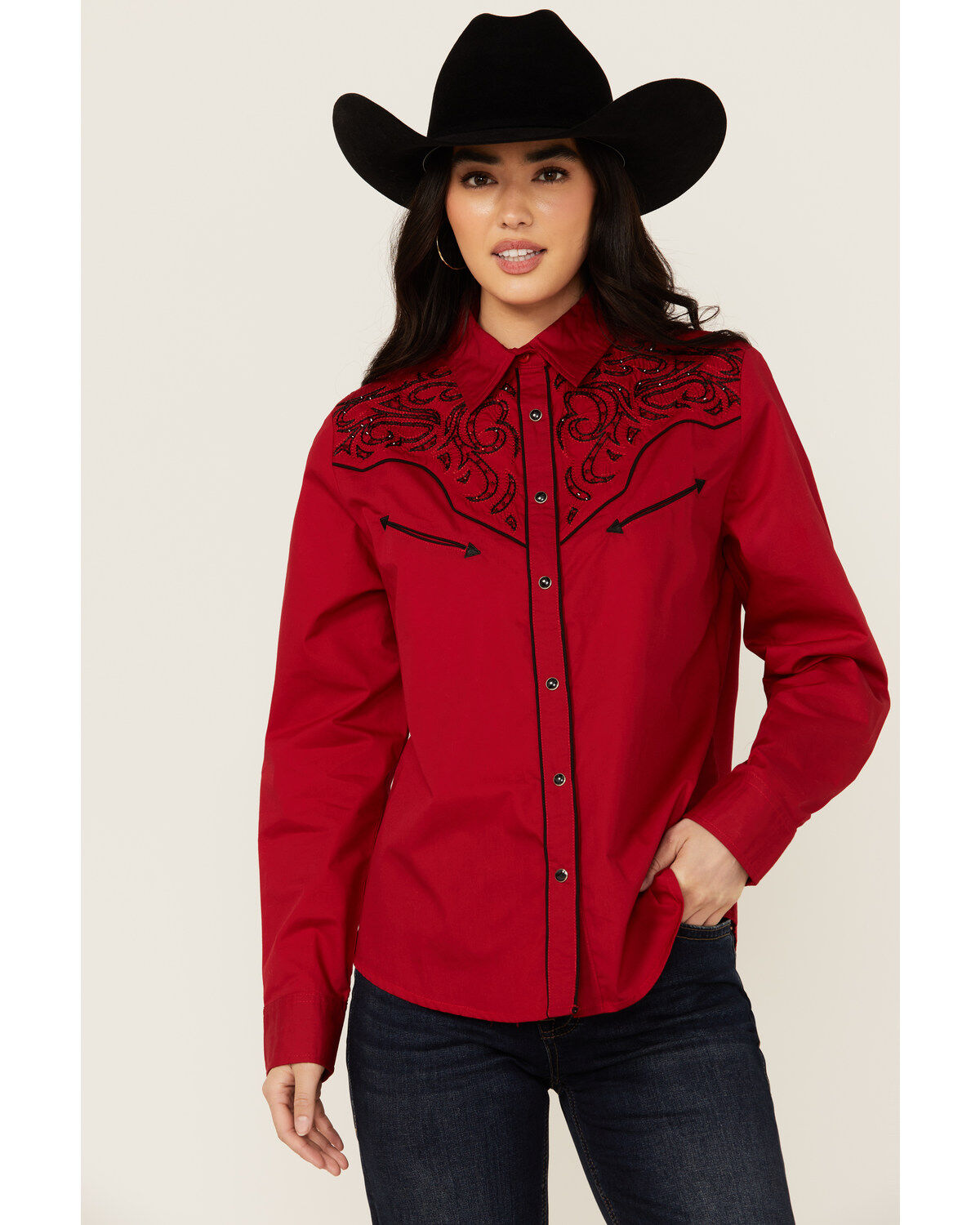 Avalon Women's Embroidered Long Sleeve Snap Western Shirt