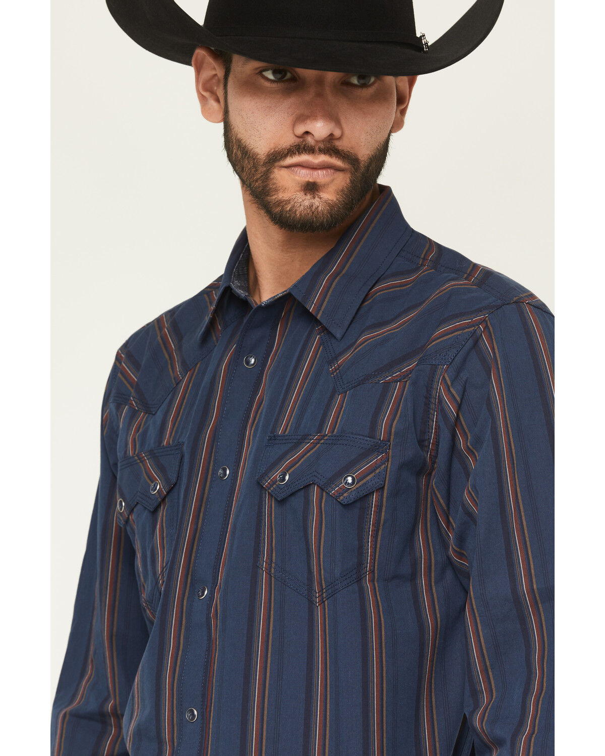Moonshine Spirit Men's Riff Stripe Print Long Sleeve Snap Western Shirt