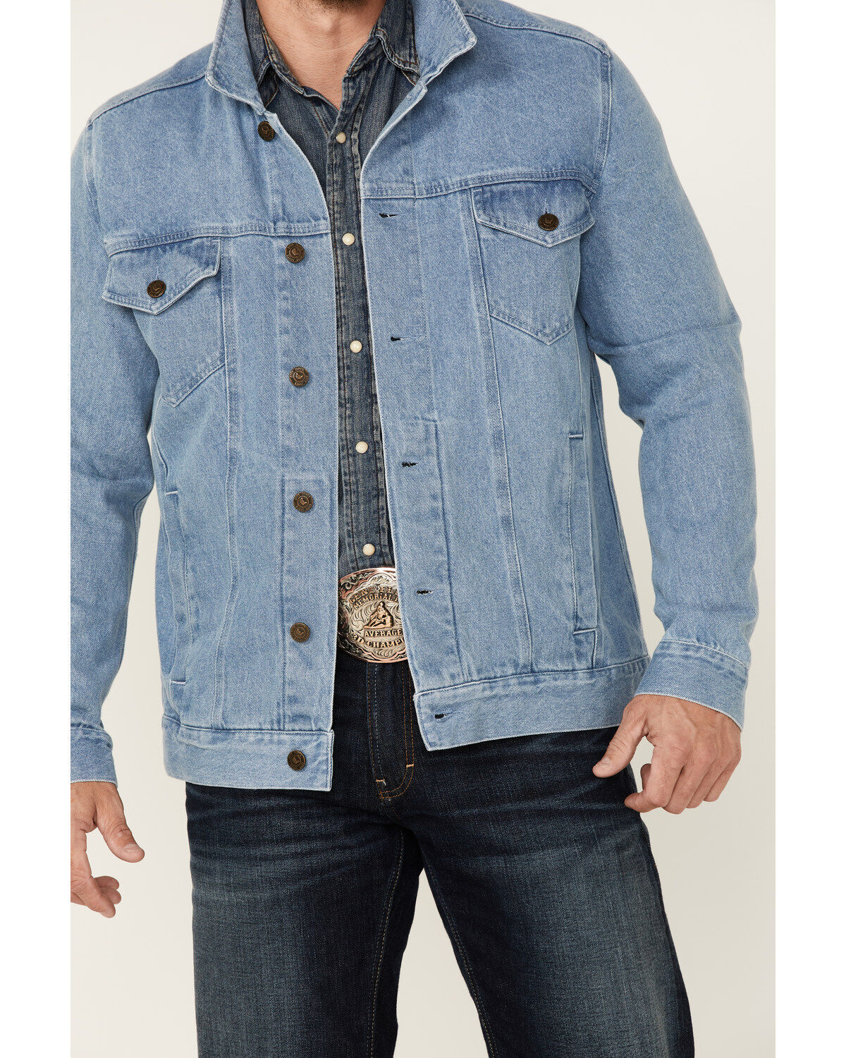 Cody James Men's Coasting Light Wash Button-Front Unlined Denim Jacket