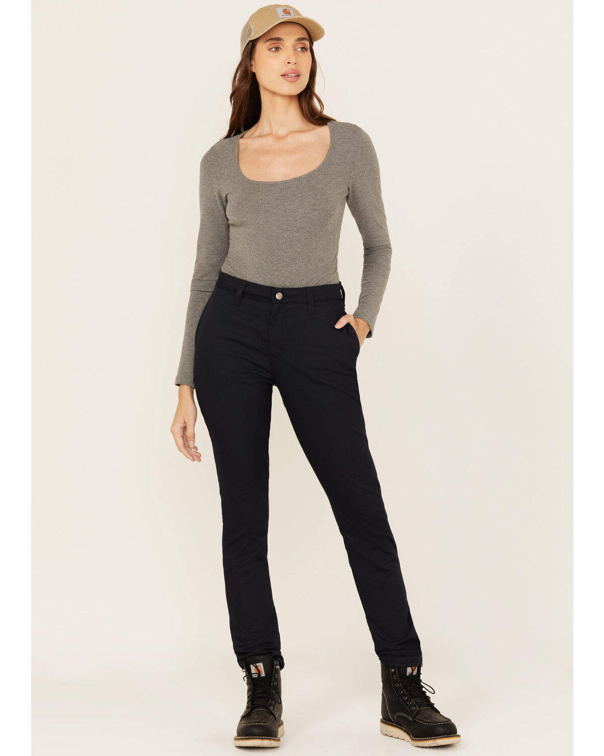 Dickies Women's Mid Rise Skinny Stretch Twill Work Pants