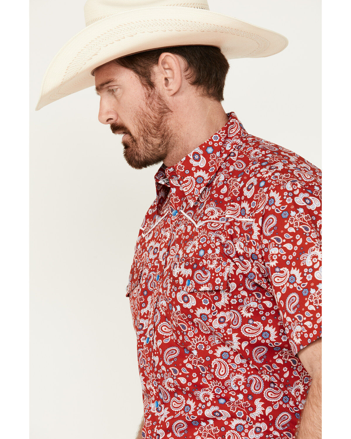 Cowboy Hardware Men's Boot Barn Exclusive Paisley Print Short Sleeve Pearl Snap Western Shirt