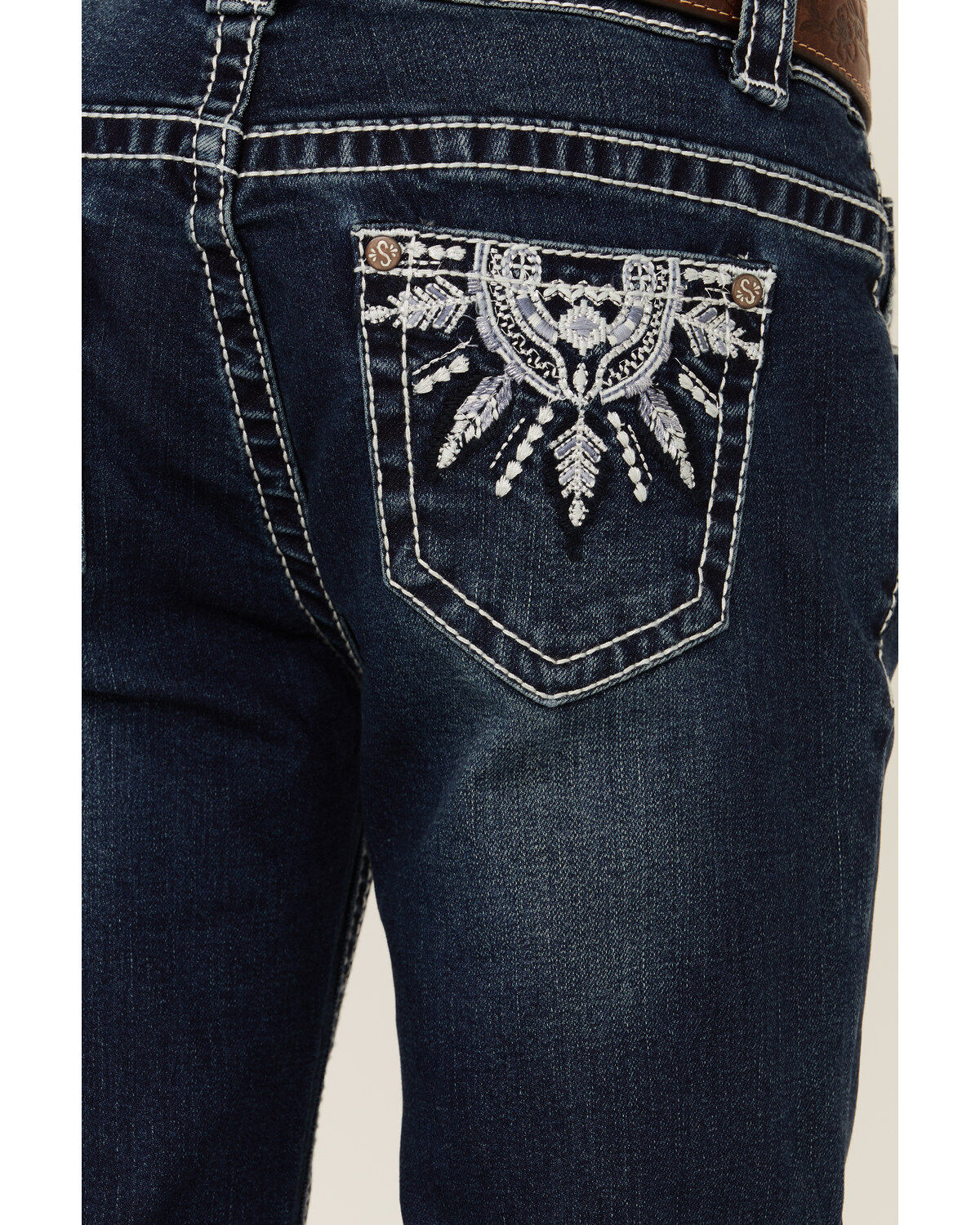 Shyanne Little Girls' Southwestern Dreamcatcher Pocket Bootcut Jeans