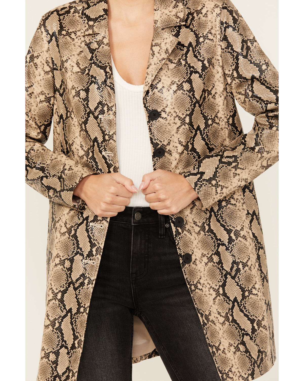 BLANKNYC Women's Snake Print Faux Leather Coat