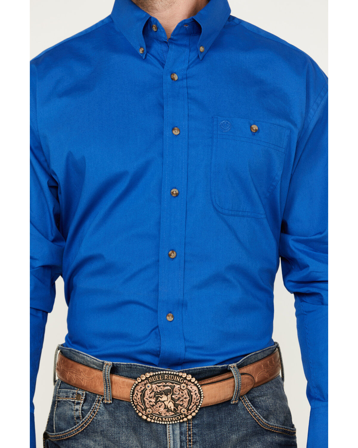 George Strait by Wrangler Men's Solid Long Sleeve Button-Down Stretch Western Shirt