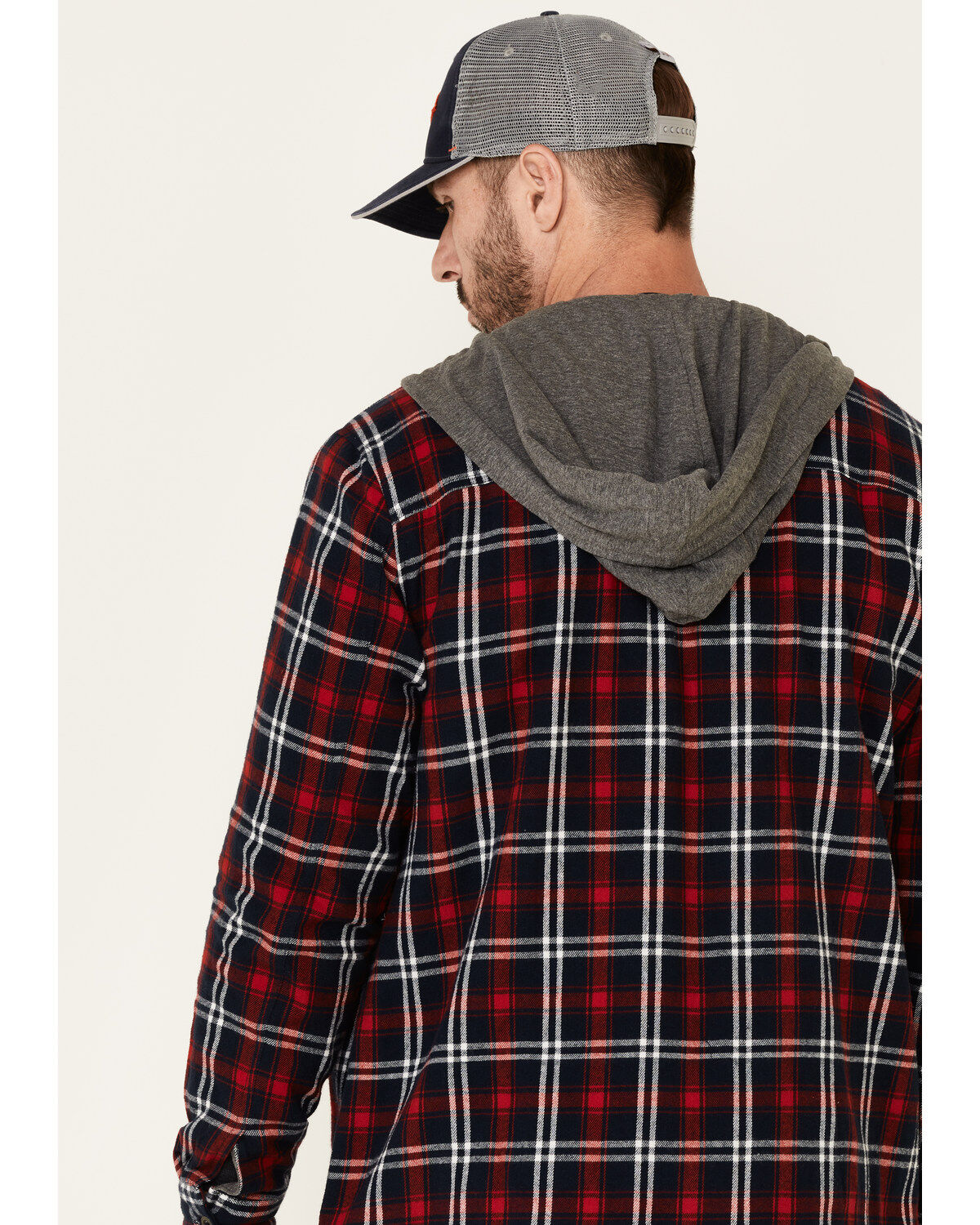 Flag & Anthem Men's Holloway Large Plaid Print Hooded Shirt Jacket